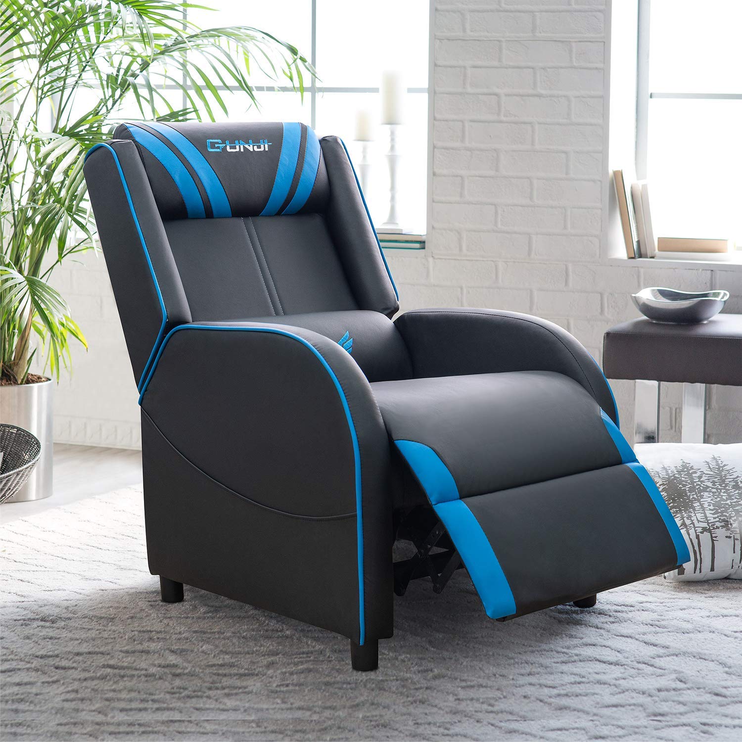Buy JUMMICO Gaming Recliner Chair PU Leather Single Recliner Sofa Adjustable Modern Living Room