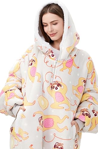 Miniatura 2 de Sunolga Manta con capucha para mujer, manta de gran tamaño con bolsillo y mangas en la capucha, manta cálida y súper suave