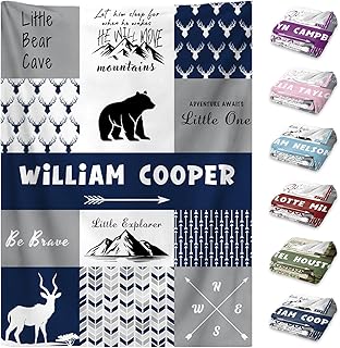 Customized Personalized Fleece Baby Blanket with Name for Newborns