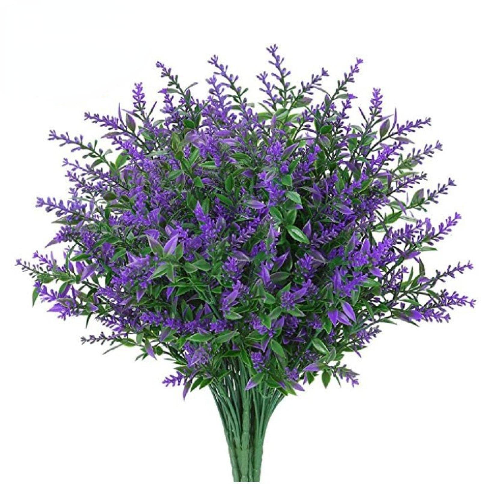 GJGHKLHL artificial flowers， Artificial Green Plants Flowers Plastic Lavender Fake Home Wedding Outdoor Balcony Black/122(Purple)