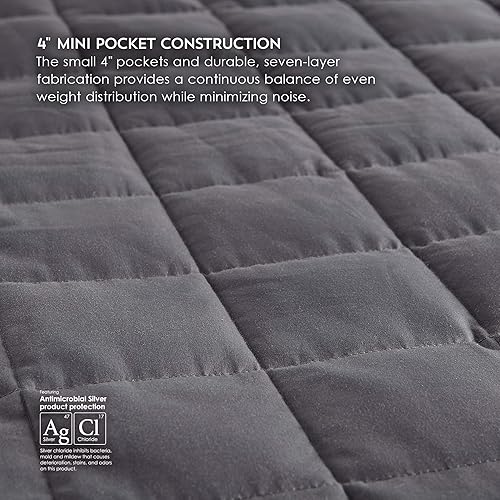 Miniatura 4 de PureCare Zensory - Manta con peso de 20 libras, cuentas de vidrio hipoalergénicas y construcción de mini bolsillo, 48 x 72 pulgadas (PCZWB20)