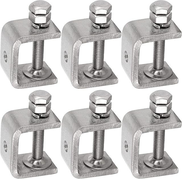 WEKBOSS Small C Clamps for Woodworking 30mm, Heavy Duty Metal Welding Clamp, Universal Stainless Steel Desk Clip for Mounting, with Wide Jaw Opening & Adjustable Screw & Pads(6PCS)