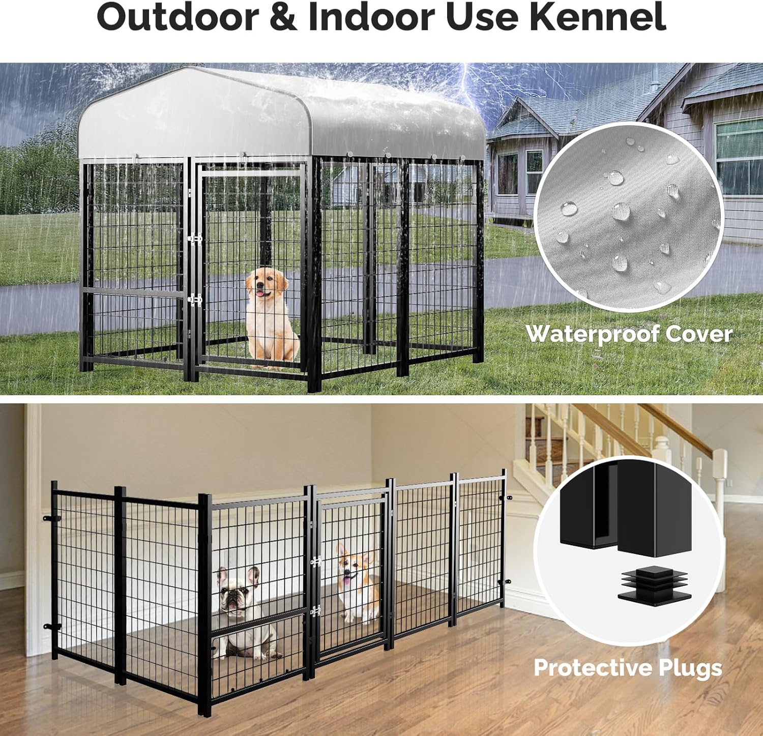 Image showing the waterproof roof on the kennel and its use for outdoor protection