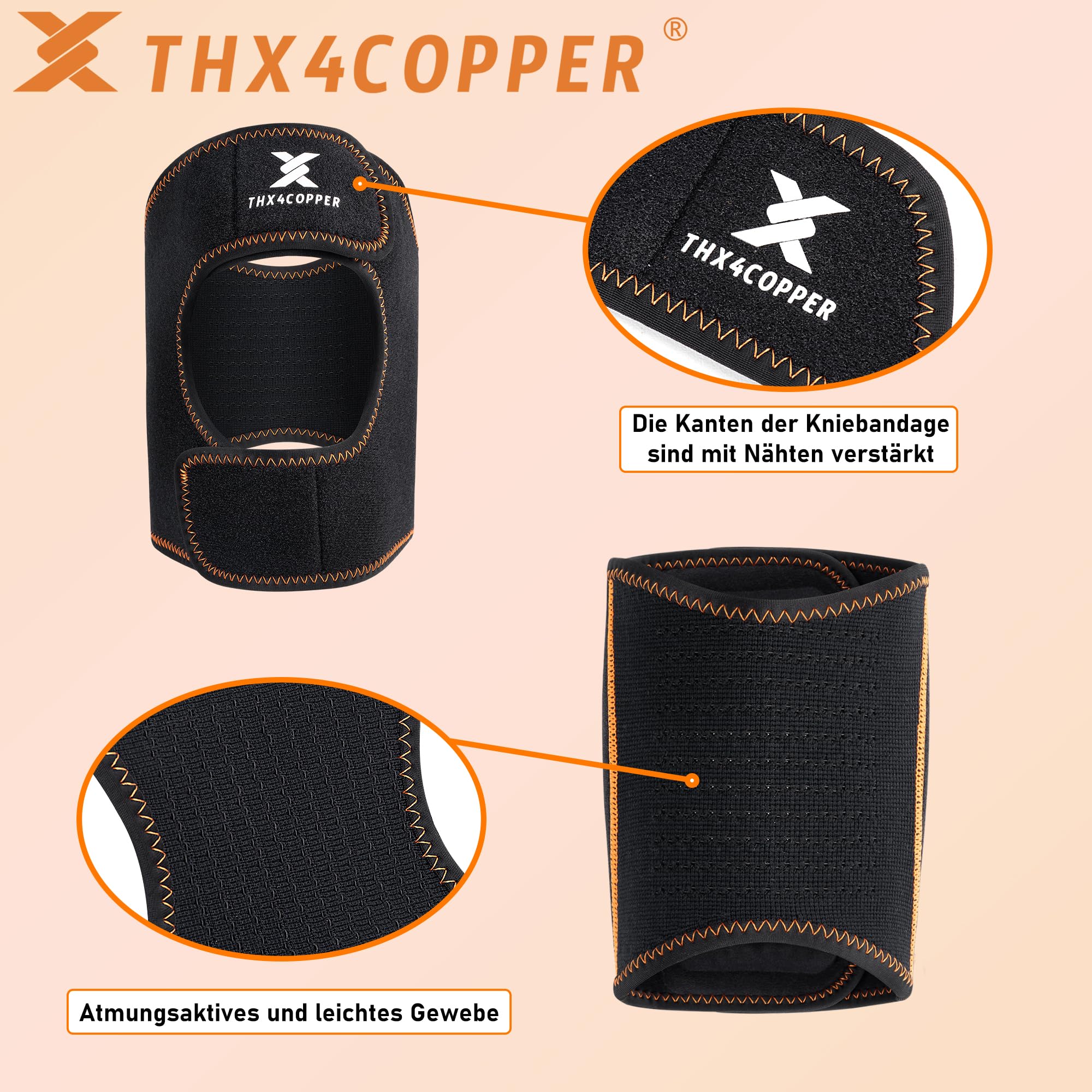 Thx4COPPER Ginocchiera a compressione doppia rotula per alleviare il dolore, supporto per ginocchiere regolabile per corsa,sport, artrite, tendinite, recupero da lesioni, articolazioni e muscoli-XXL