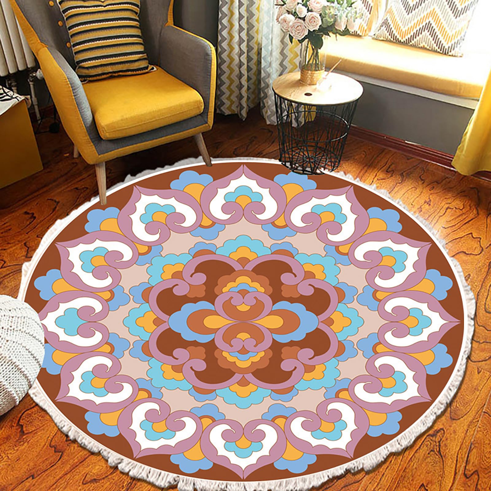 Tapis rond floral bohème pour sublimer la chambre enfant
