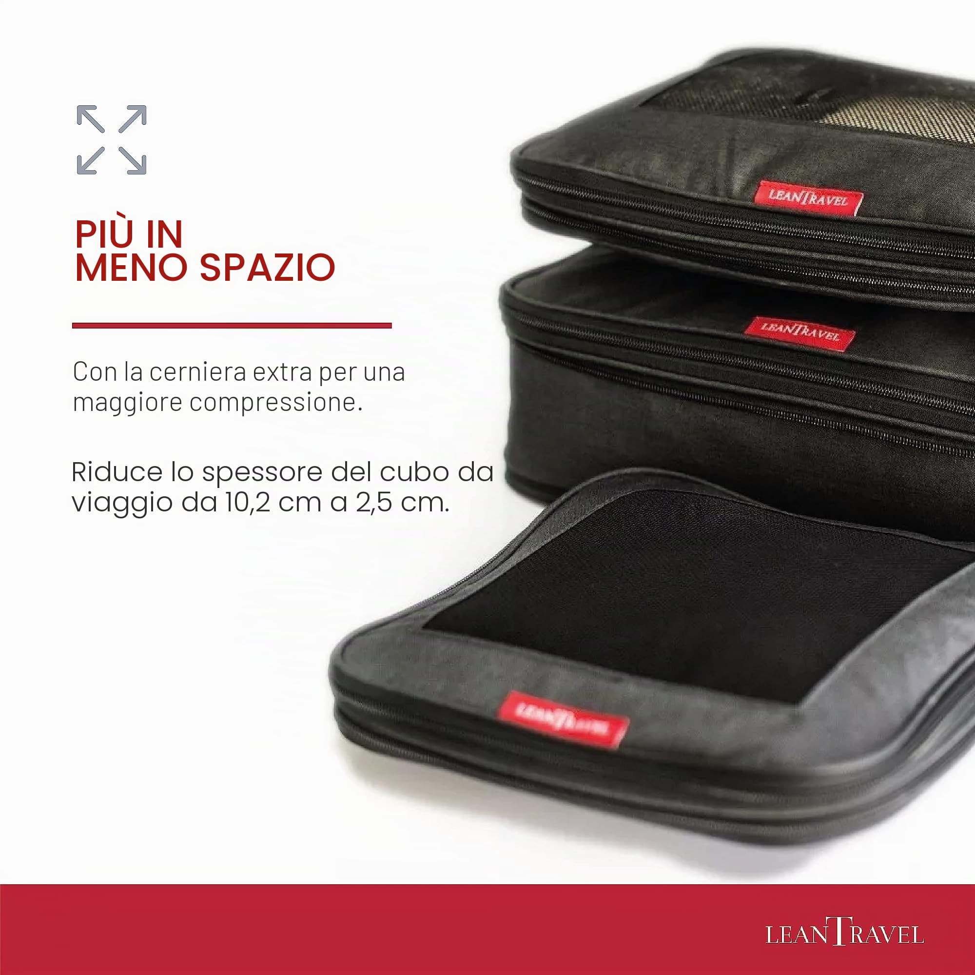 LeanTravel Imballaggio di compressione cubi organizzatori di bagagli per viaggi (3) Set