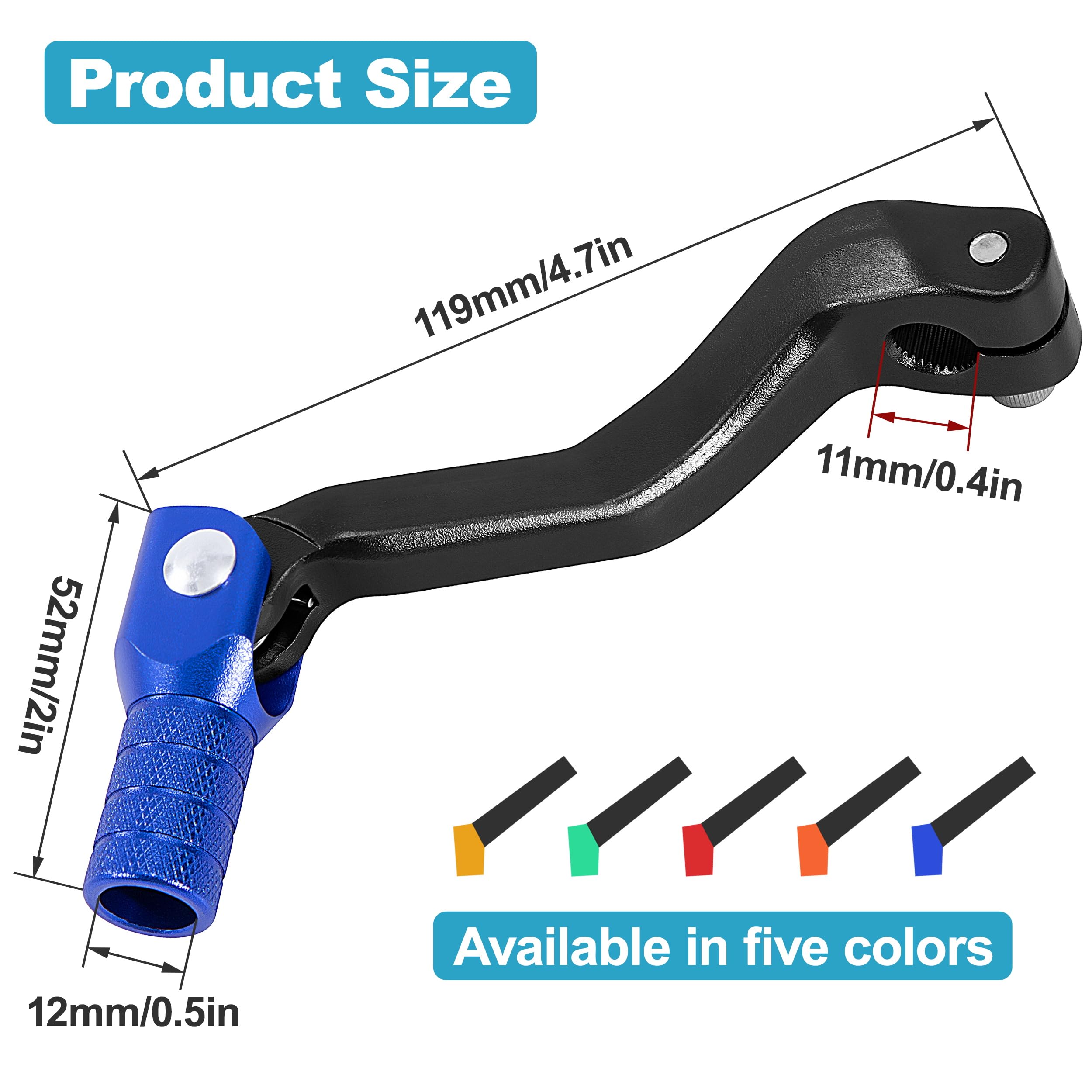 Tunejoy Leva del Cambio Pieghevole per Moto in Alluminio Universale per 50cc 70cc 90cc 110cc 125cc Scooter Pit Bike Dirt Bike Ciclomotore 119x52mm Nero + Arancio