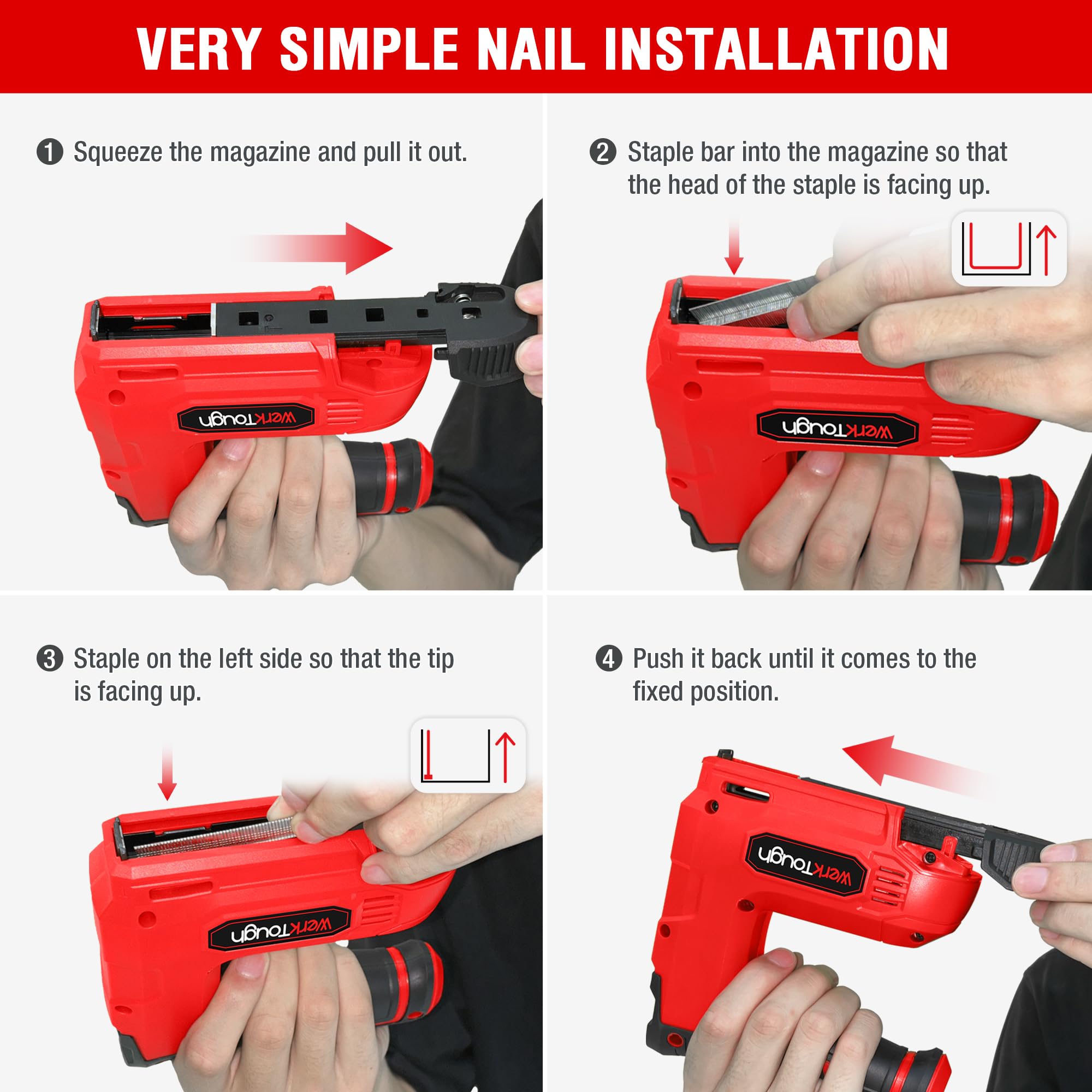 4V Cordless Staple Gun - Brad Nailer 2-in-1 -2