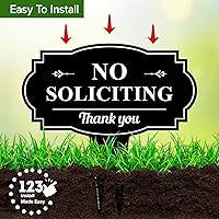 Vista 5 de Señal de No Solicitar para Casa, Señal de No Solicitar para Patio, 13"x13", Estacas Integradas Super Resistentes, Compuesto de Aluminio Libre