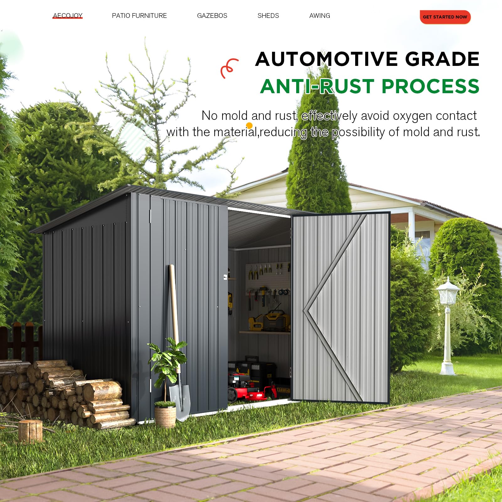 YODOLLA 7x3 Shed Bike Storage Shed, Lean to Sheds & Outdoor