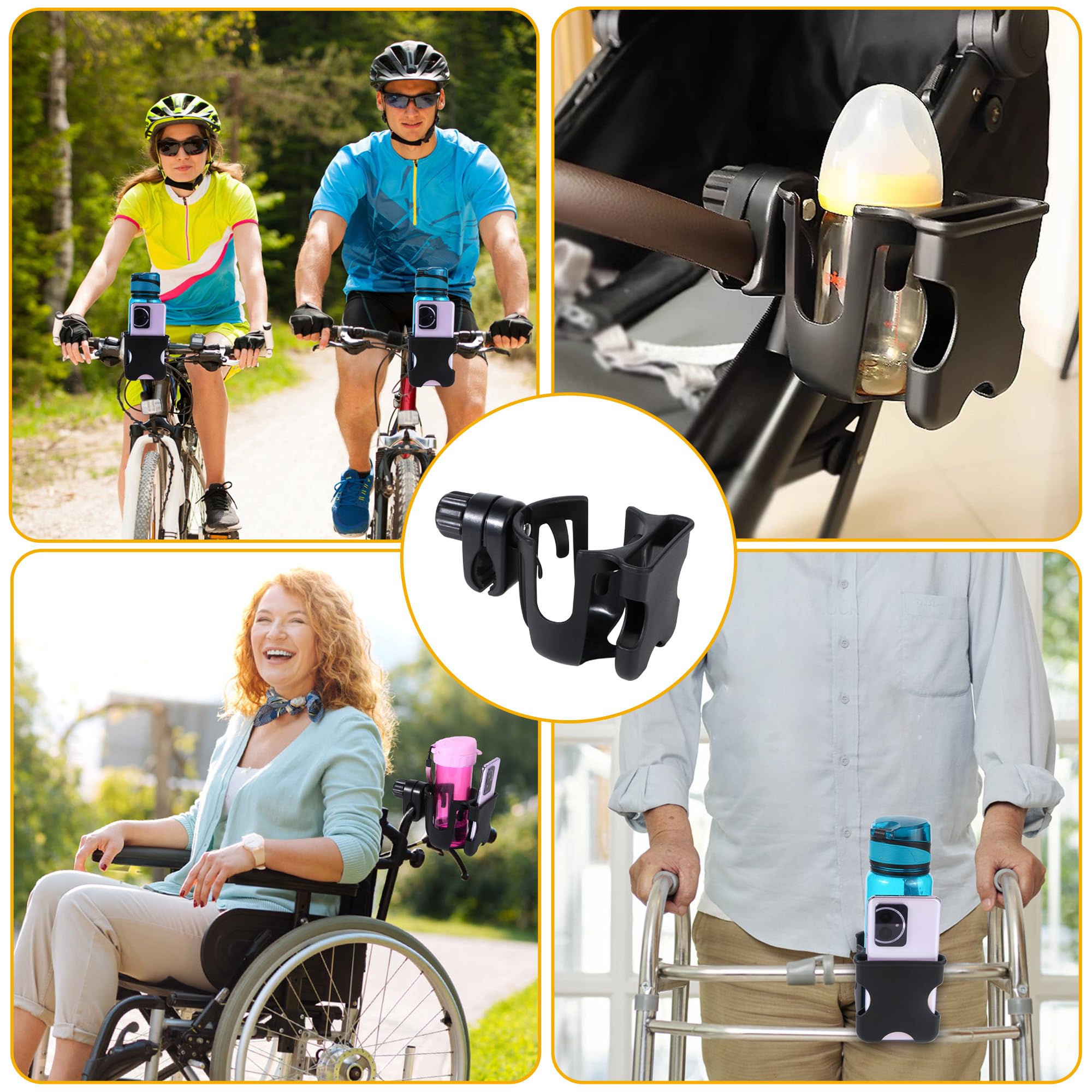 Portabicchieri per Passeggino, Portabicchieri Universale Con Supporto per Telefono Accessori per Passeggino Portabottiglie per carrozzina, passeggino, bicicletta