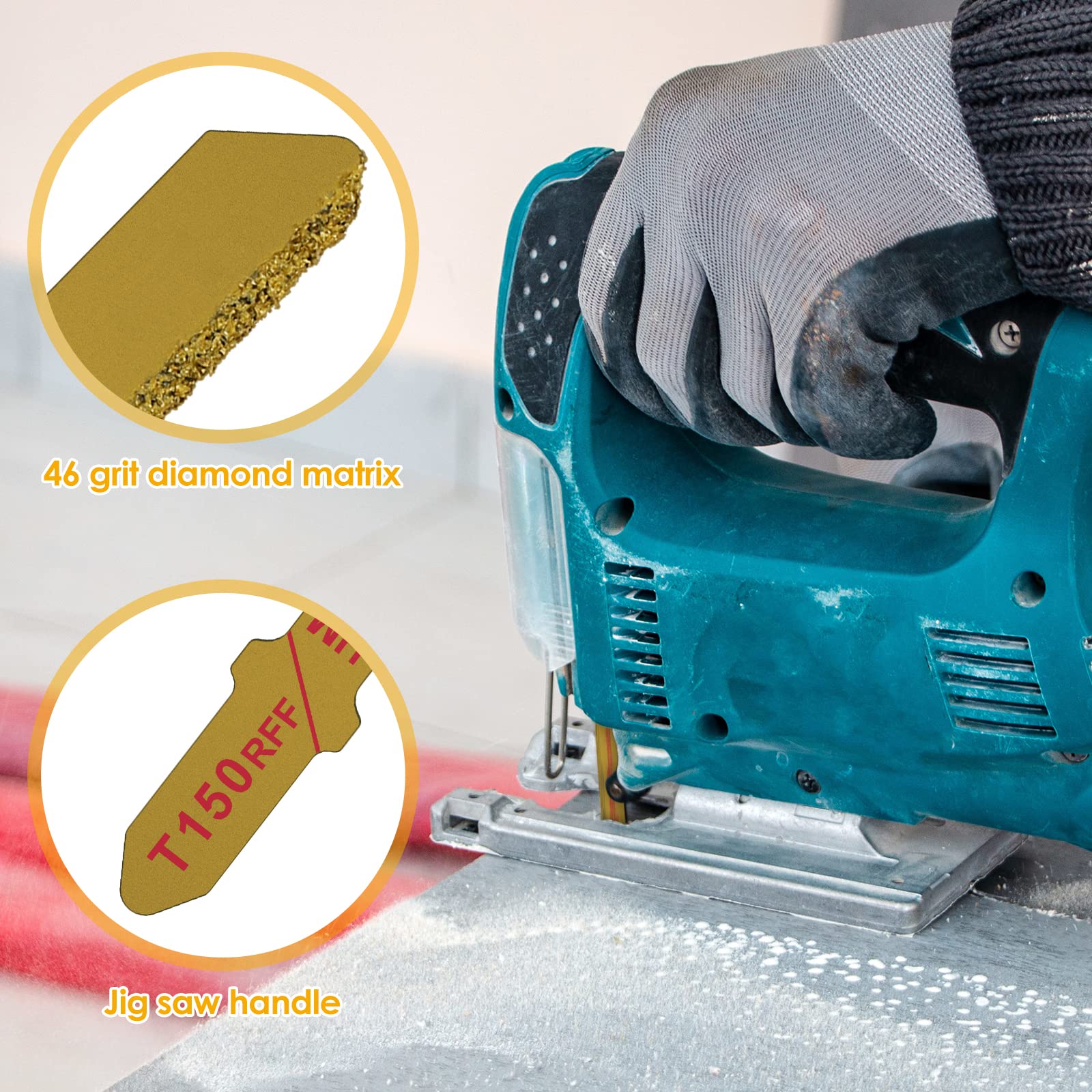 10 Pièces Lames De Scie Sauteuse Diamantées T150RFF - Pour Carrelage, Granit, Marbre Et Céramique