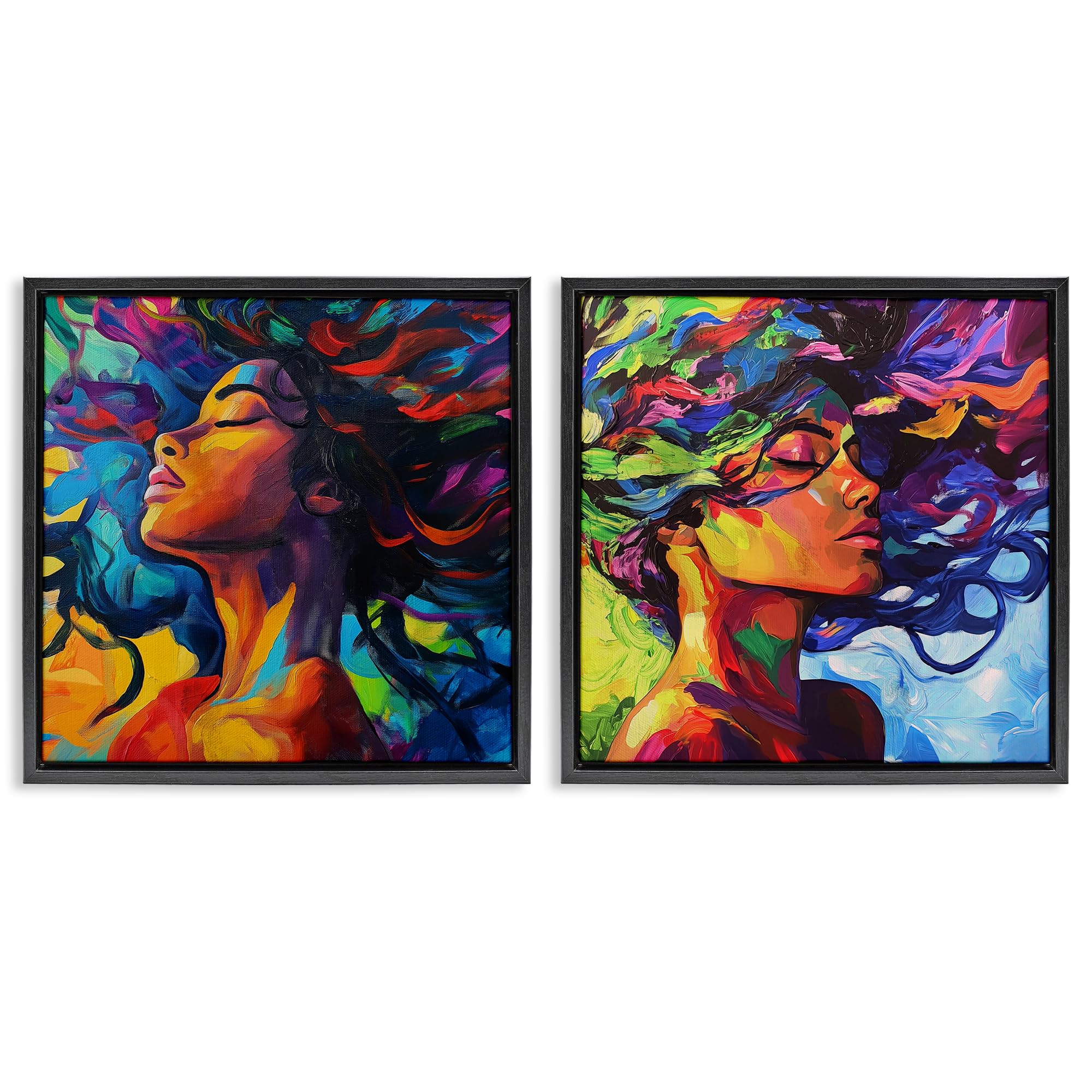 Stupell Industries Jet Black (Matte) Radiant Flow Of Colors, 24 X 24 Inch Canvas In Floater Frame Set