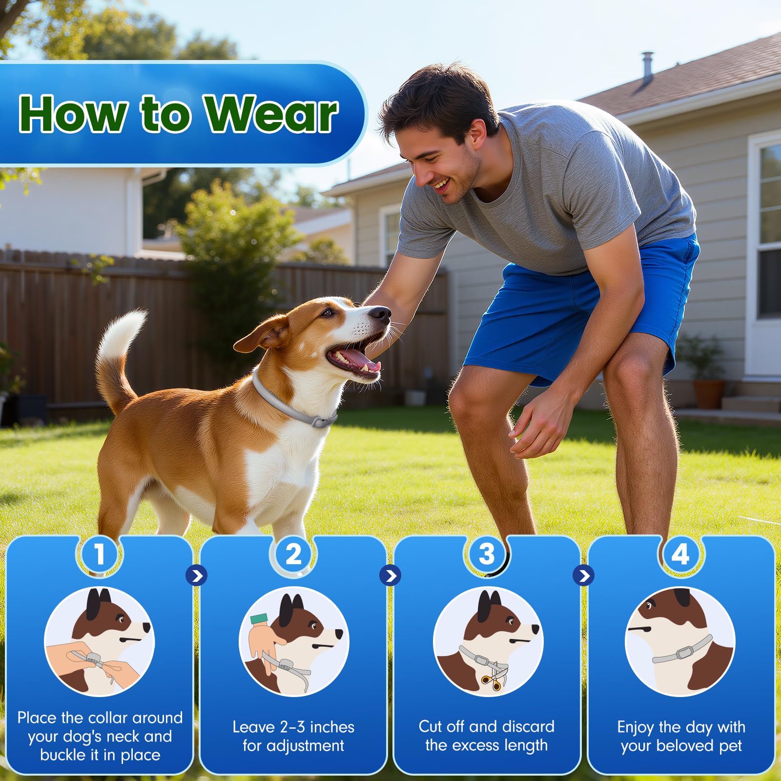 KOOSA Flea and Tick Collar for Dogs, 5 Packs Flea Collar for Dogs with Natural Essential Oils, Waterproof & Adjustable Flea and Tick Prevention Collar for Small Medium Large Dogs & Puppies, Grey 01 — view 7