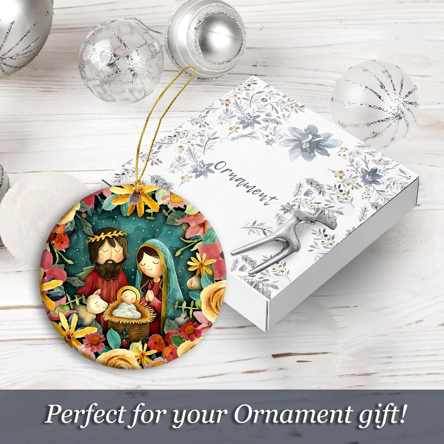 Nativity Scene Ornaments 2025 - O Holy Night Ornament, Baby Jesus Ornaments for Christmas Tree - Religious Christmas Ornament Featuring Mary, Joseph & Baby Jesus, Christian Faith Ornament - Image 6