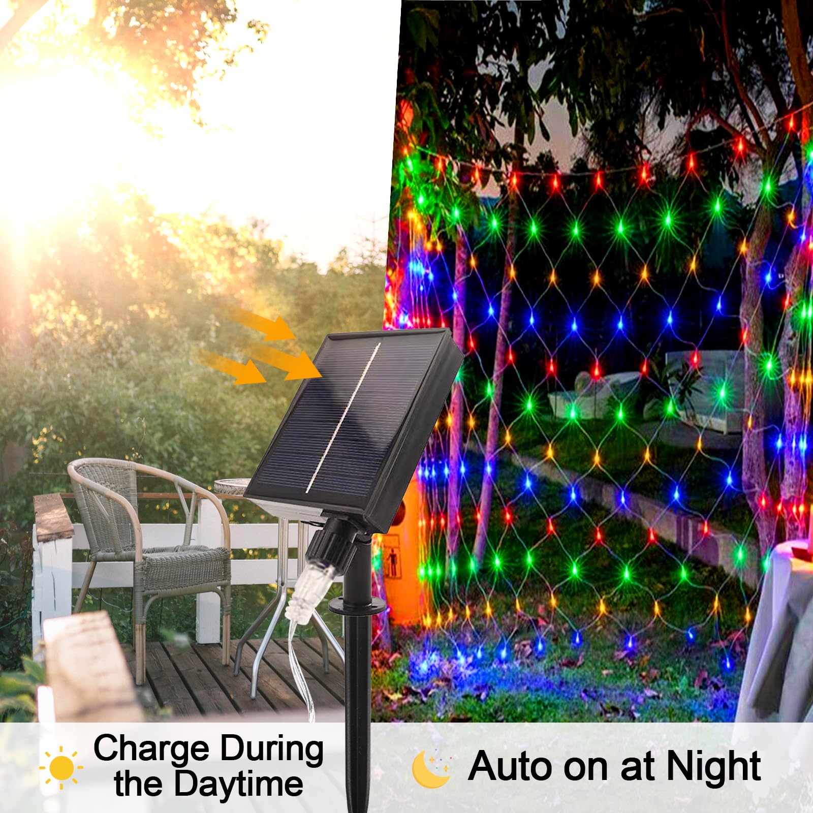 Filet Lumineux Solaire 192 LED - 2x3 Mètres, 8 Modes, Télécommande, étanche IP65 - Décoration Jardin, Balcon, Noël