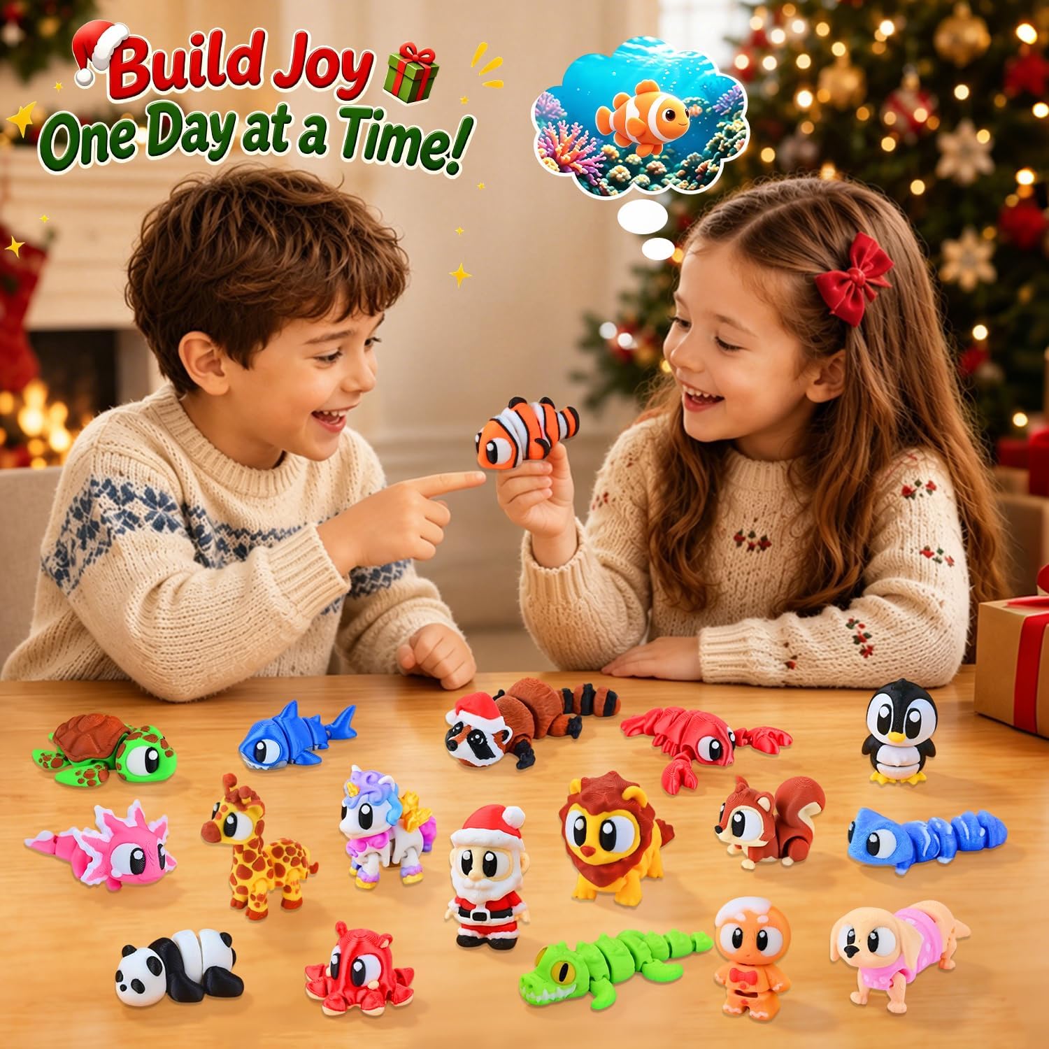 Advent Calendar 2026 3D Printed Animals 24 Day Christmas Countdown for Kids