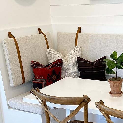 KEYAIIRA - Custom Leather Wall Strap for hanging pillow cushions, Headboards, Banquet strap shelf wall hung hook floating nightstand shelving