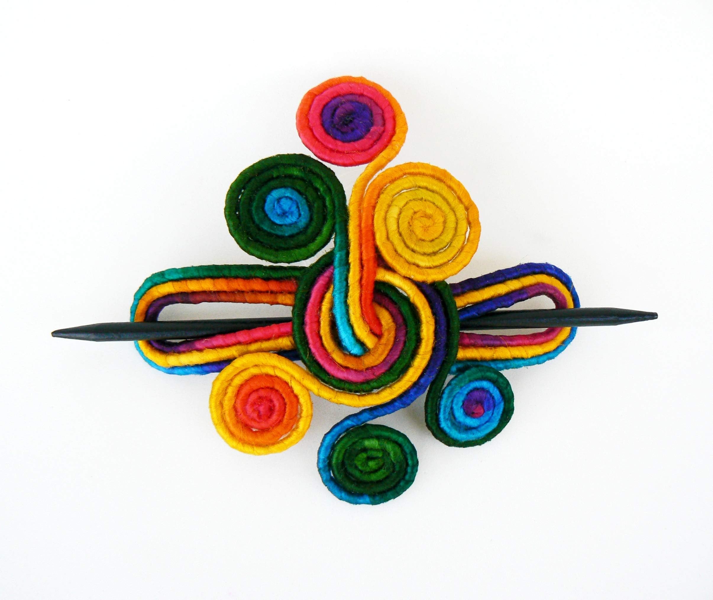 Stick barrette Rainbow Fascinator Brooch shawl pin Fork slide clamps clip Colorful