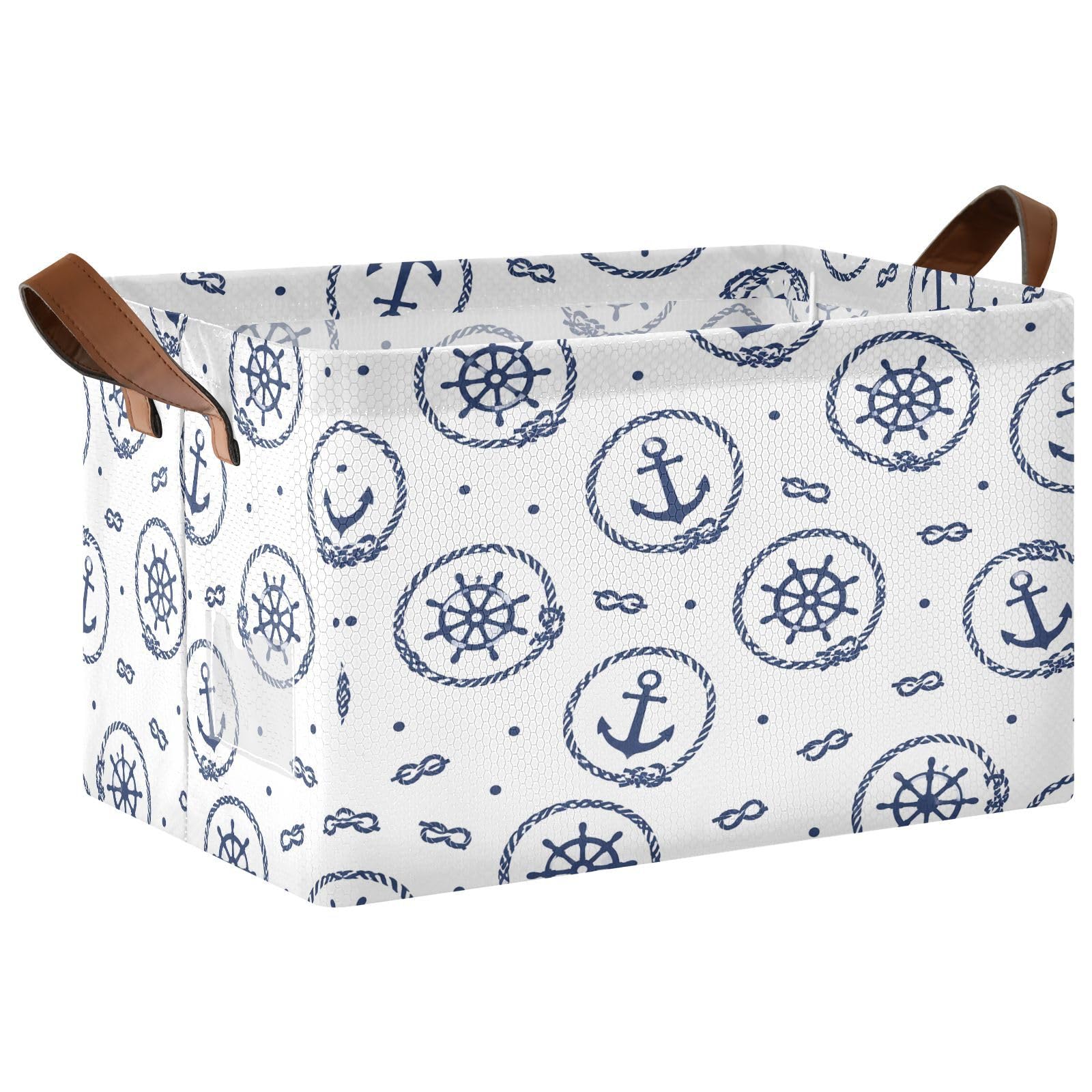 Ewusp Ship Anchors Rudder Storage Basket with Handles Waterproof Collapsible Storage Bin Closet Organiser Dog Toy Basket for Bedroom Nursery Office Home Organizing