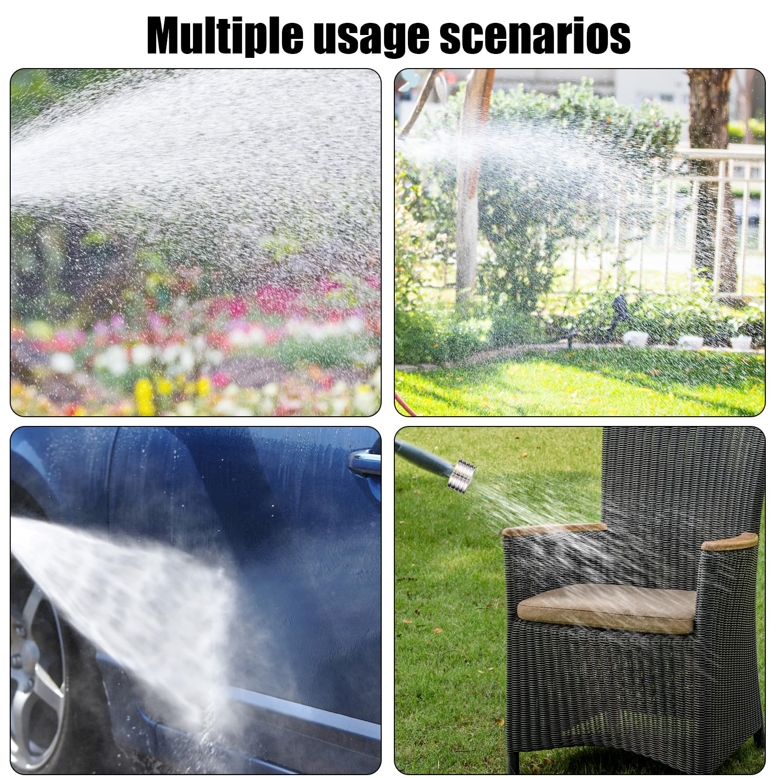 Tinoaly 3 Uds Boquillas Acero Inoxidable para Hidrolimpiadora, 3 Tamaños Apertura Boquilla Lavado Suave a Presión con Conexión Rápida de 1/4" para Riego de Jardines Coches y Muebles