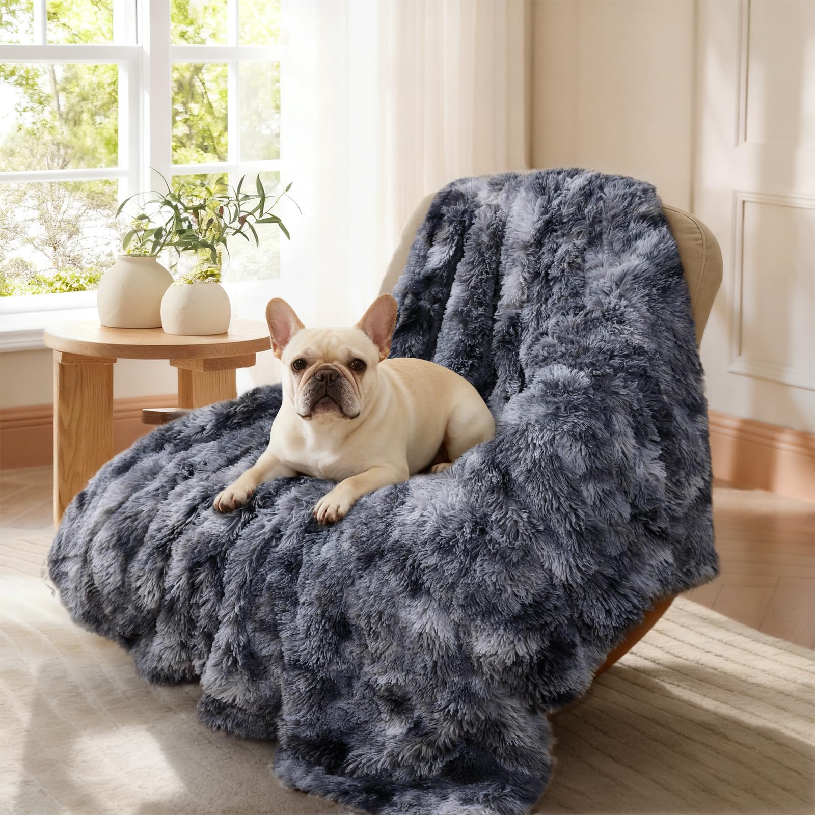 Luciphia Grande Couverture imperméable pour Chien et Animal de Compagnie – Housse de Protection de Meubles à Poils Longs et apaisantes en Fausse Fourrure pour Animal de Compagnie, Lavable et