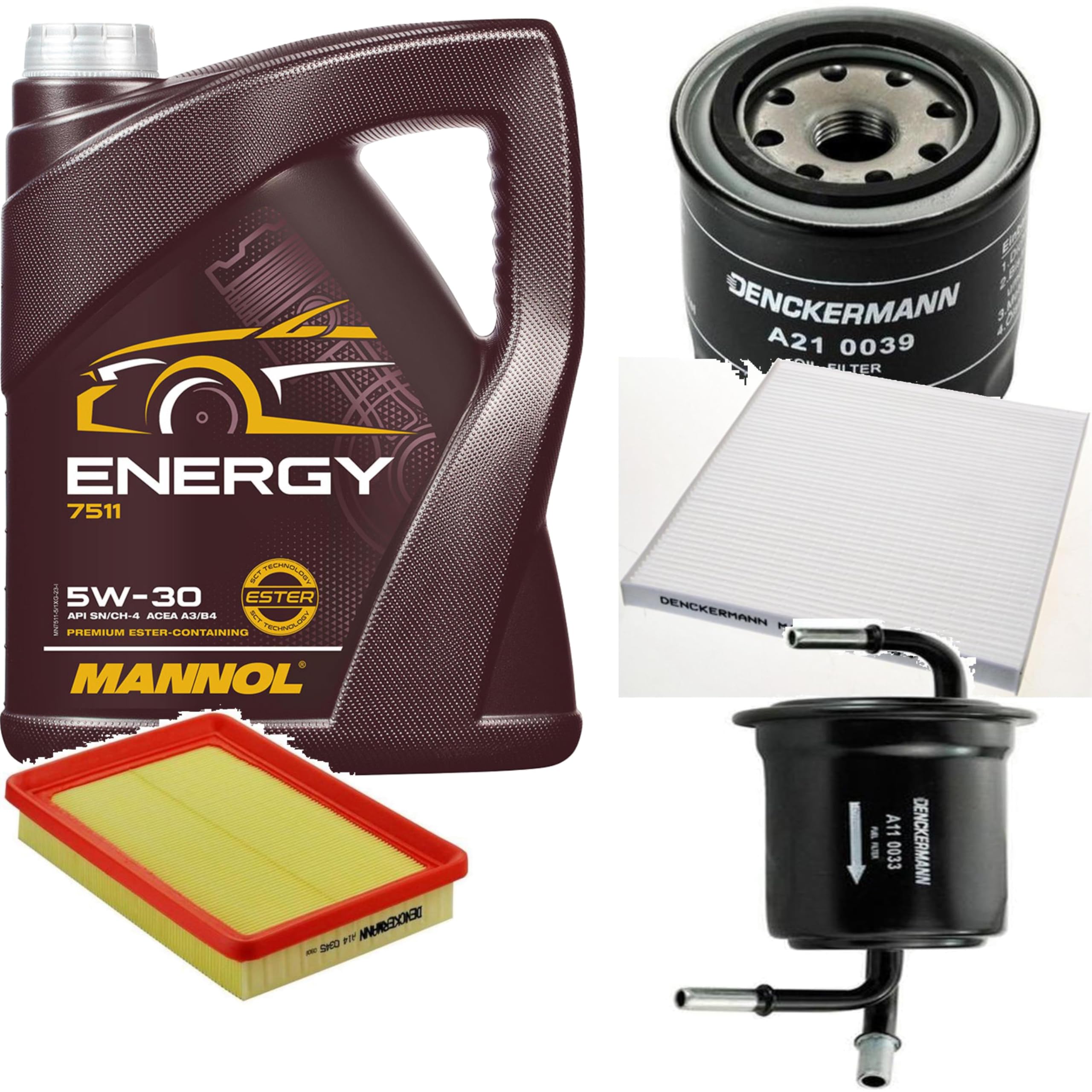 Paquete de inspección Kit de mantenimiento de filtros con Energy 5W-30 5 L, filtro de combustible, filtro de habitáculo, filtro de aire, filtro de aceite