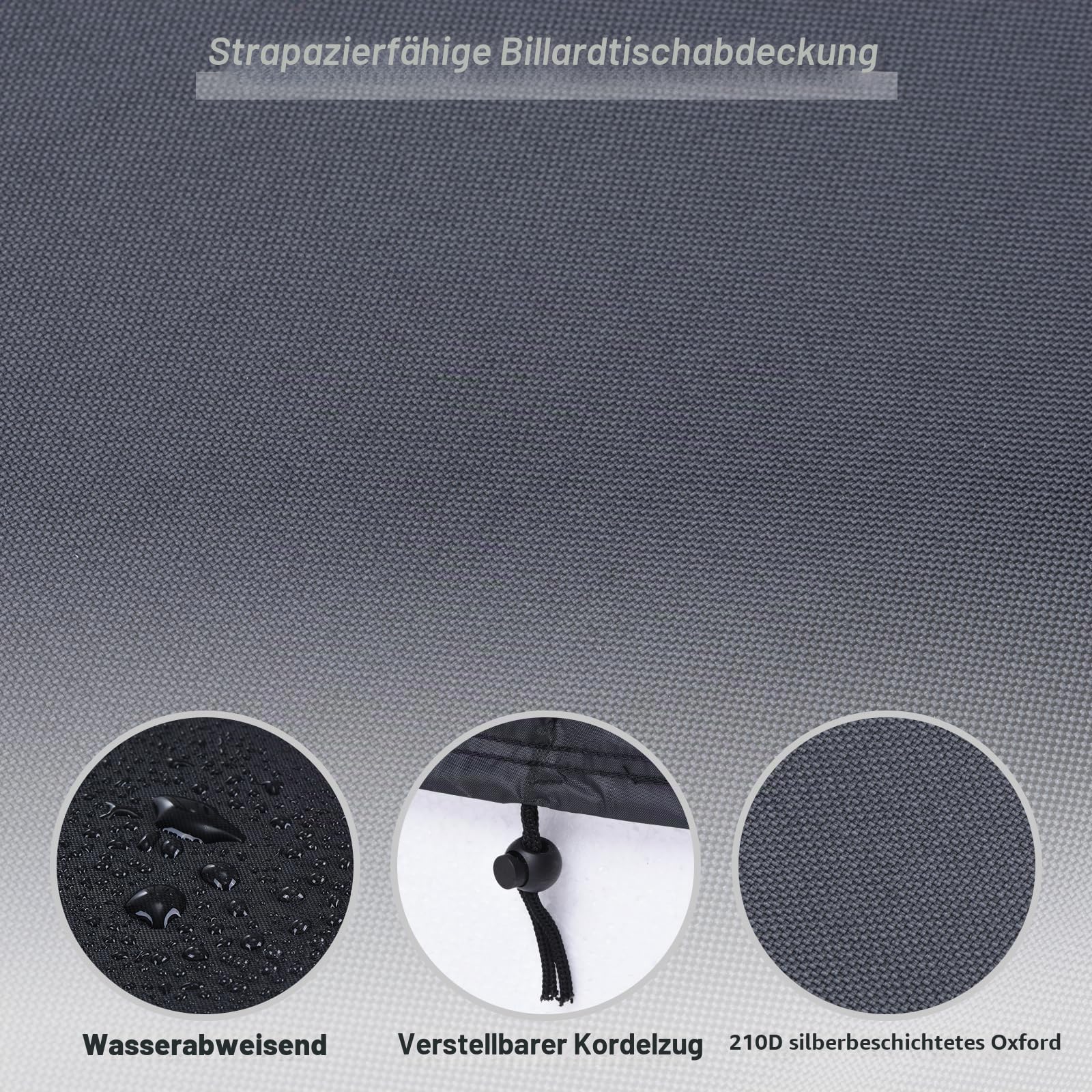 PATIKIL 7Ft Billardtisch Abdeckung Wasserdicht Draußen Innen 210D Polyester Staubdicht Billiard Tisch Schutz für Billardtisch Schwarz