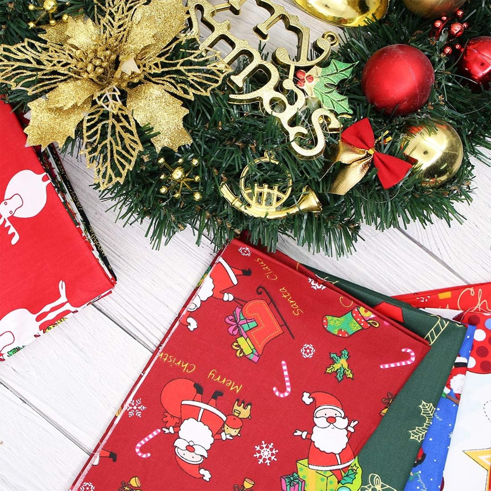 50 Stück Weihnachts-Stoffquadrate – Baumwolle, 25x25 Cm – Weihnachtsmotive Zum Nähen & Basteln