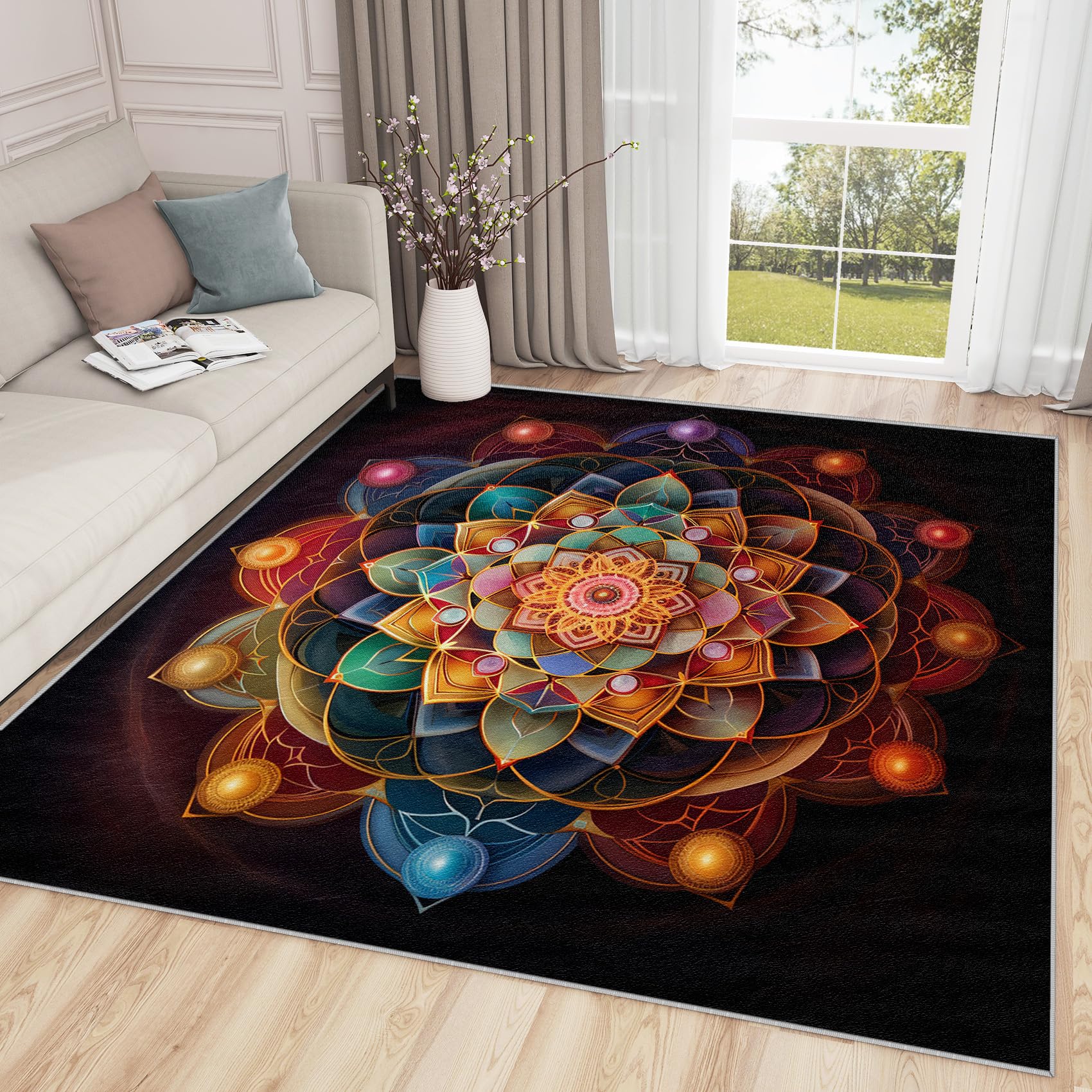 Amazon.com: Mandala Rugs for Bedroom - Chakra Rug, 5x8 Rug