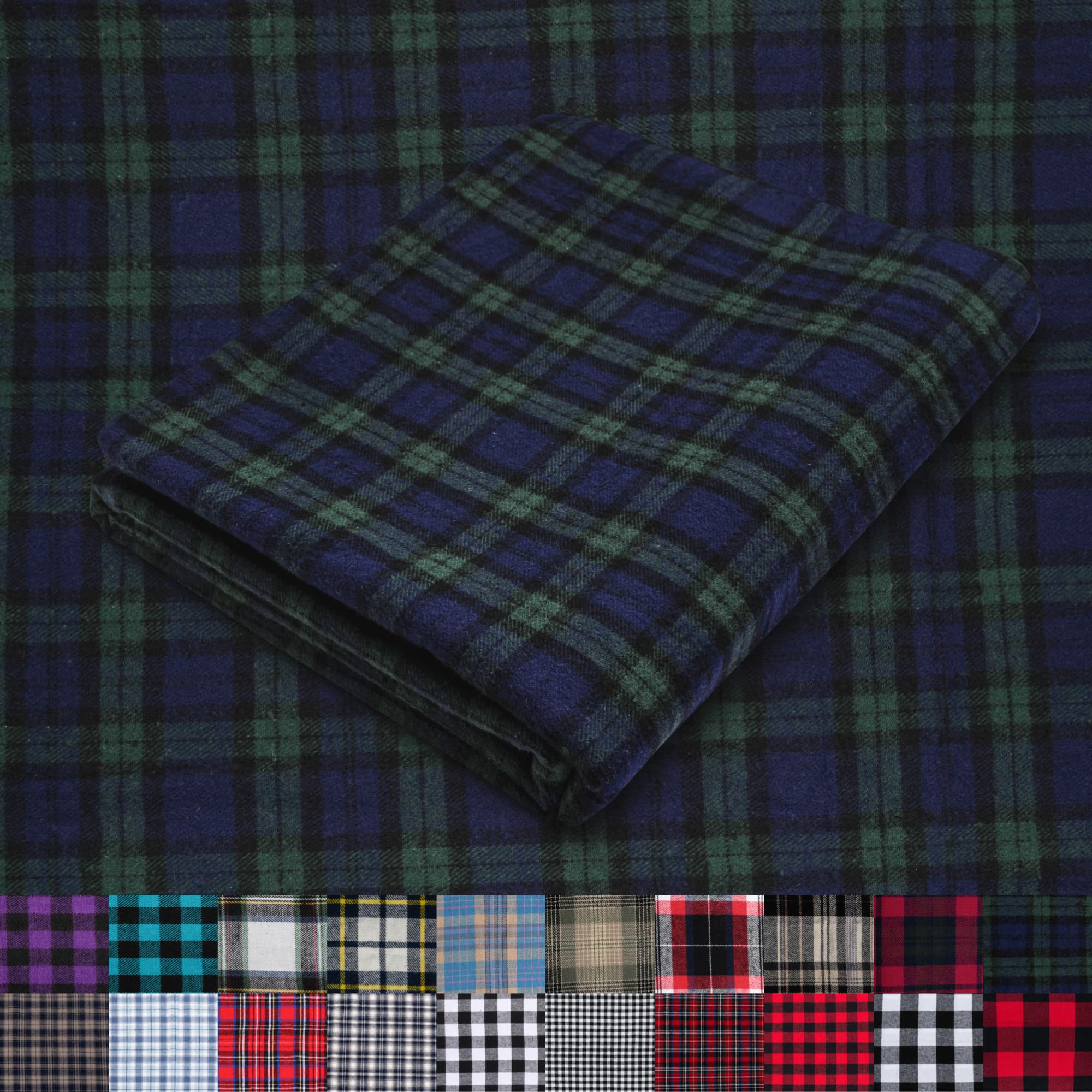 Pico Textiles 1 Yard Blue and Green Blackwatch Tartan Plaid Flannel Fabric - 60" Wide - 100% Cotton - Sold by The Yard - for Shirts, Scarves, Pajamas & Receiving Blankets — view 74