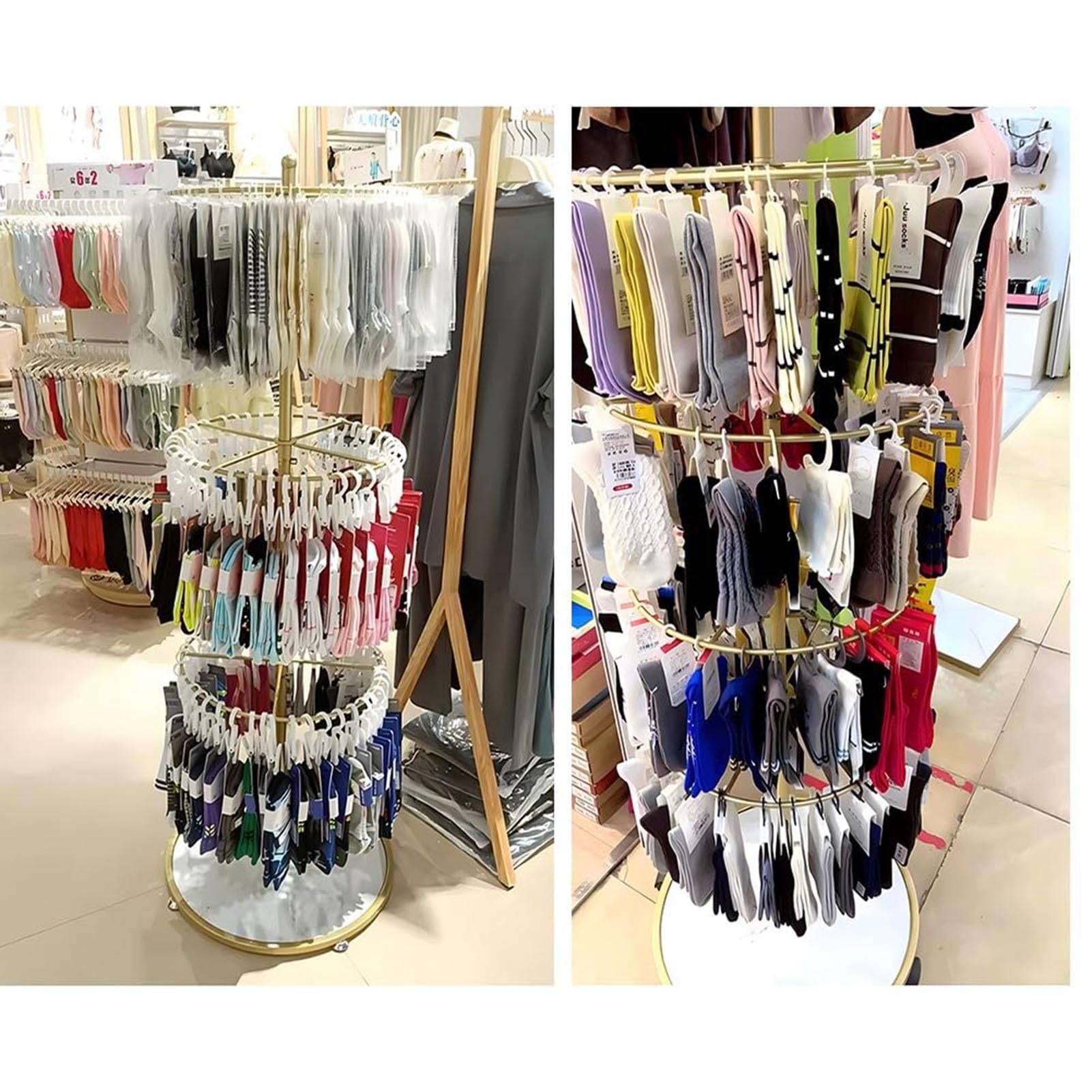 THEGA Espositore Girevole per Calzini, Espositore Circolare in Metallo per Portachiavi E Giocattoli, Scaffale da Terra per Centri Commerciali E Negozi di Abbigliamento(Black)