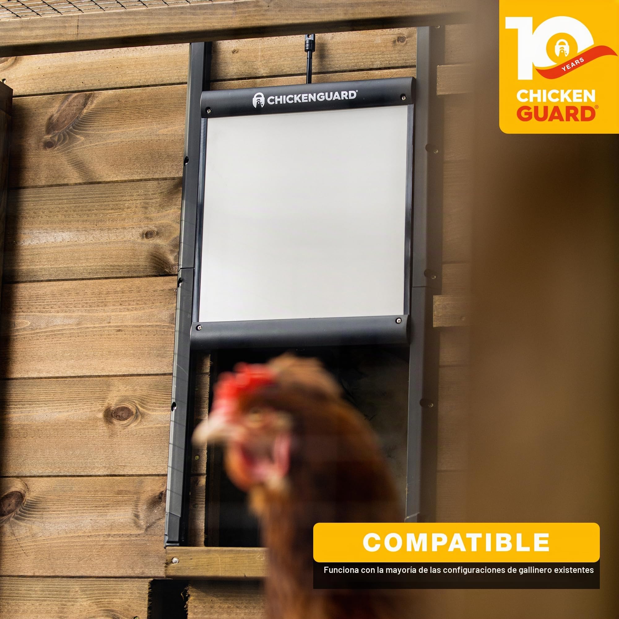 ChickenGuard Puerta de gallinero con cierre automático a prueba de depredadores, corral para pollos, accesorios para hábitats avícolas (sólo puerta - sin motor)