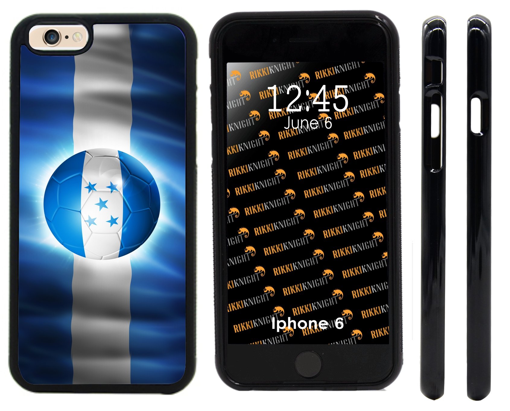 Rikki Knight Brazil World Cup 2014 Honduras Football Soccer Flag Design iPhone 6 Case Cover (Black Rubber with front bumper protection) for Apple iPhone 6 and 6s