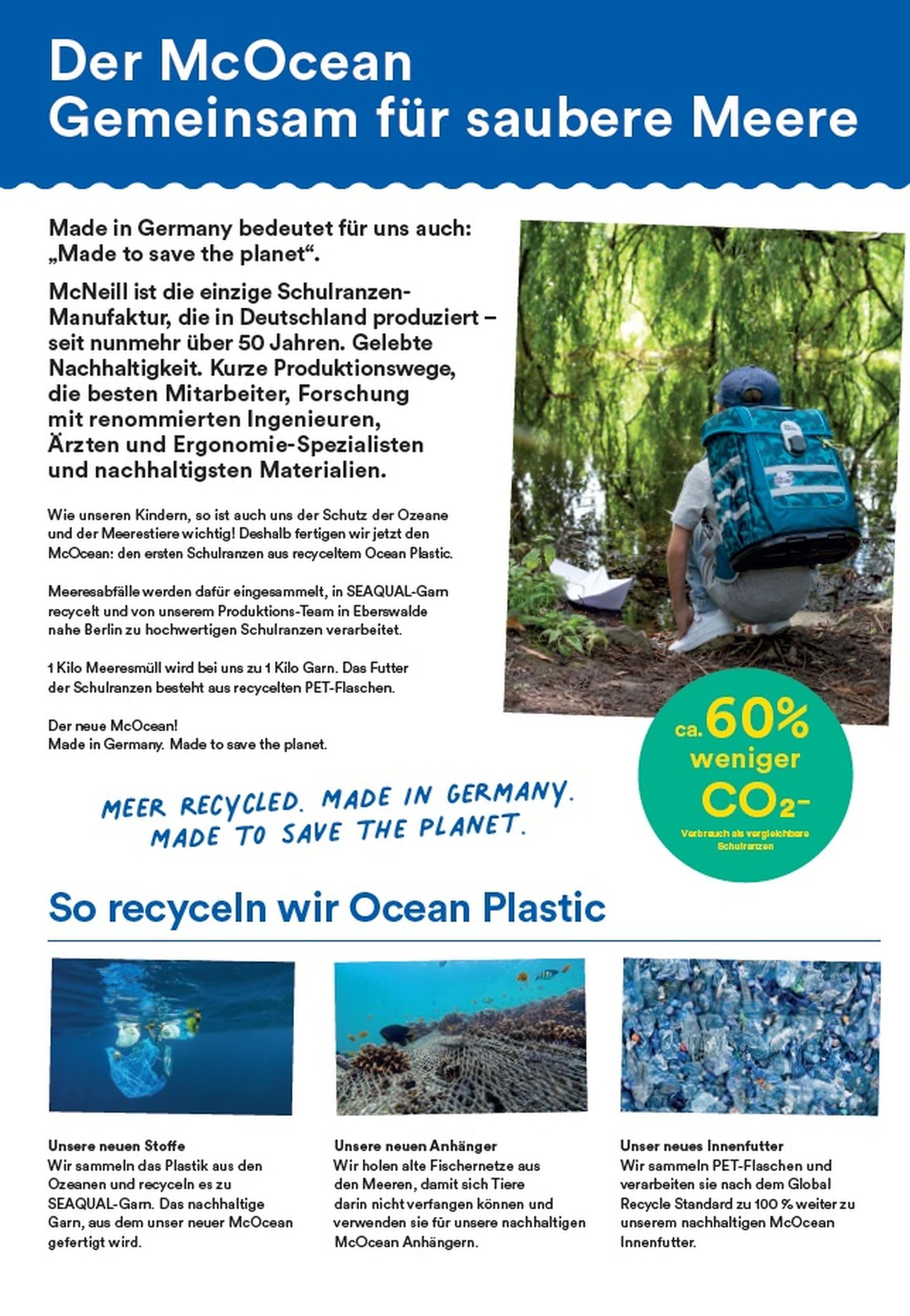 Familando - McNeill Ergo Complete Schulranzen Set - 6-teilig mit Federmappe - Orca Wal - Ergonomisch & 3-Fach verstellbar - 1150g leicht mit 20L Volumen & Reflektoren - aus recyceltem Ocean Plastic