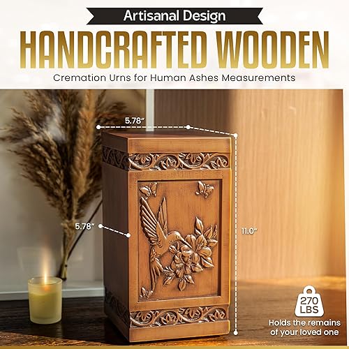 Miniatura 3 de Urnas de cremación para cenizas humanas para adultos, hombres o mujeres, urna conmemorativa decorativa de madera para cenizas de cremación, hombres,
