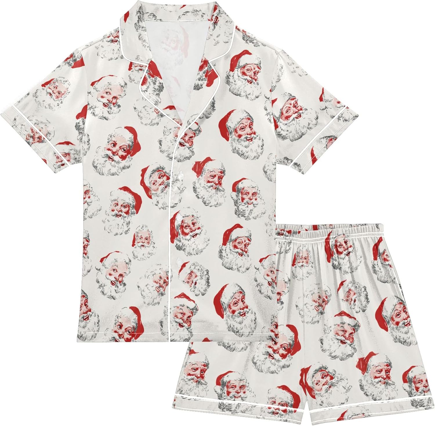 Silk Pajama Sets Short Sleeve Pajamas Soft Sleepwear 2 Piece Pjs Set