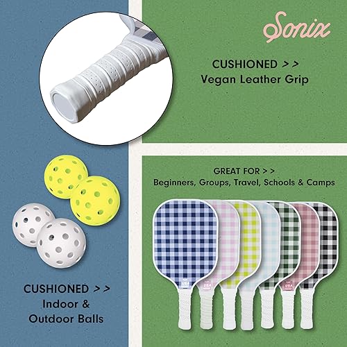 Miniatura 6 de Sonix  Aprobado por USAPA  Juego de 2 palas de pickleball  Juego de pickleball de superficie de fibra de vidrio con 2 raquetas, 4 bolas y bolsa