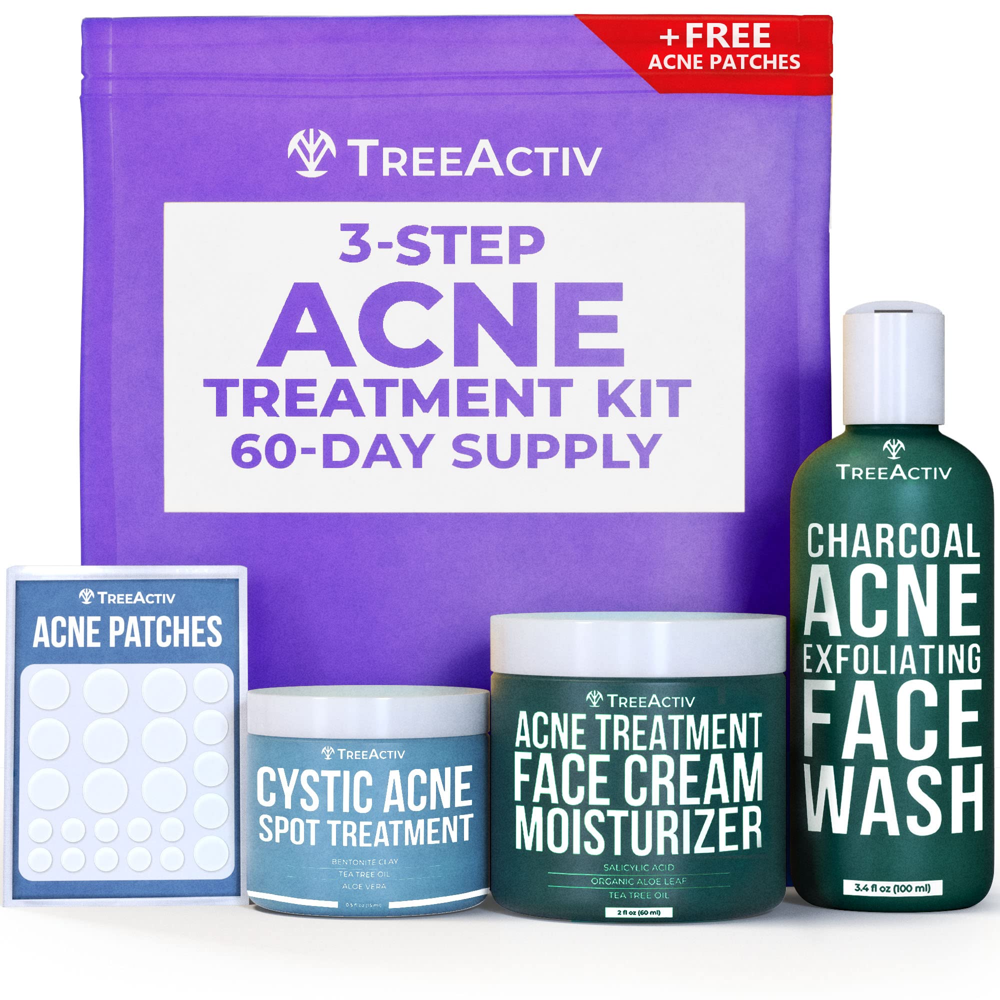 Buy TreeActiv 3 Step Acne Kit, With Charcoal Face Wash, Cystic Acne