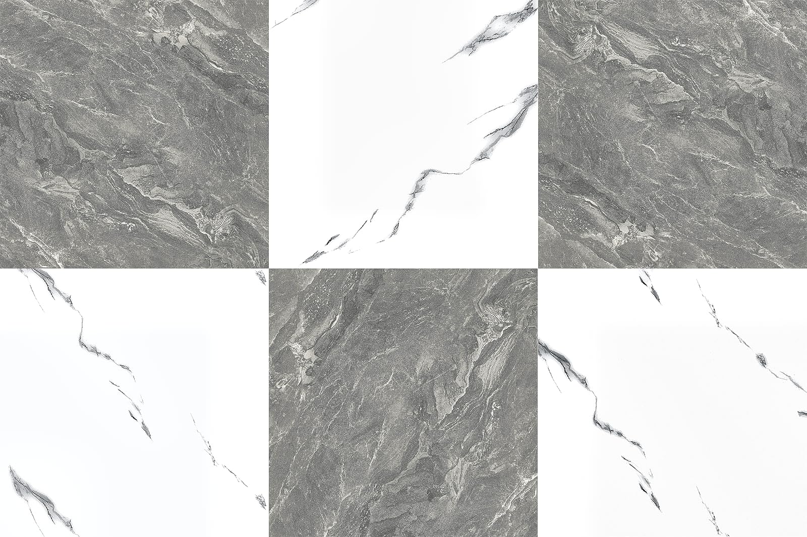 20-Pack Peel and Stick Floor Tiles Vinyl Flooring Glossy 12” x 12”, Self Adhesive Stick Tiles for Bathroom, Renters, Kitchen, Polish Dark Grey&White Marble (10 per Color)