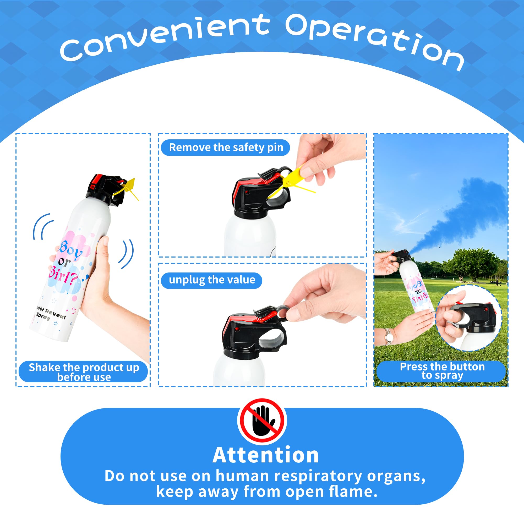 2 grandes vaporisateurs de poudres de gender reveal - Idées pour la fête de révélateur de genre du bébé ; Fournitures pour la fête de révélateur de genre 100% biodégradable (bleu)