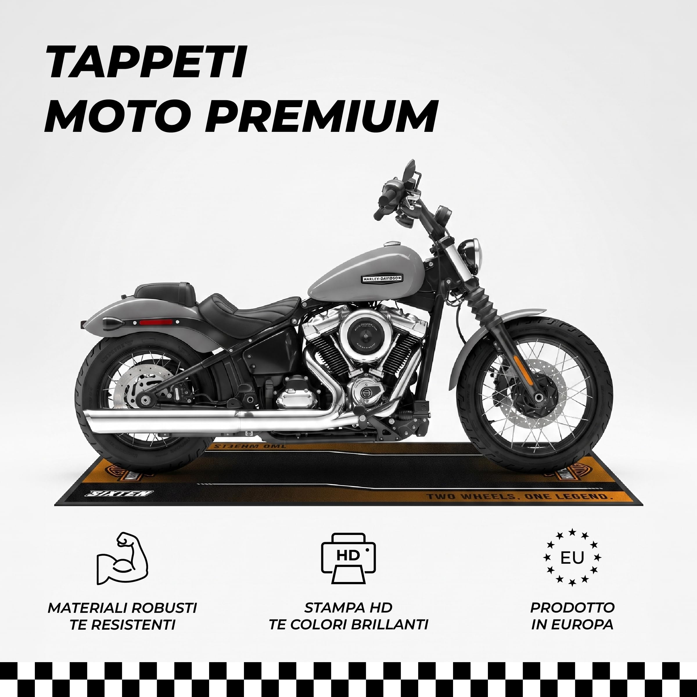 Tappeto Moto SIXTEN 95x200 - Tappeto Ambientale Moto - per i Paddock e il Garage - Lavabile ed Ecologico