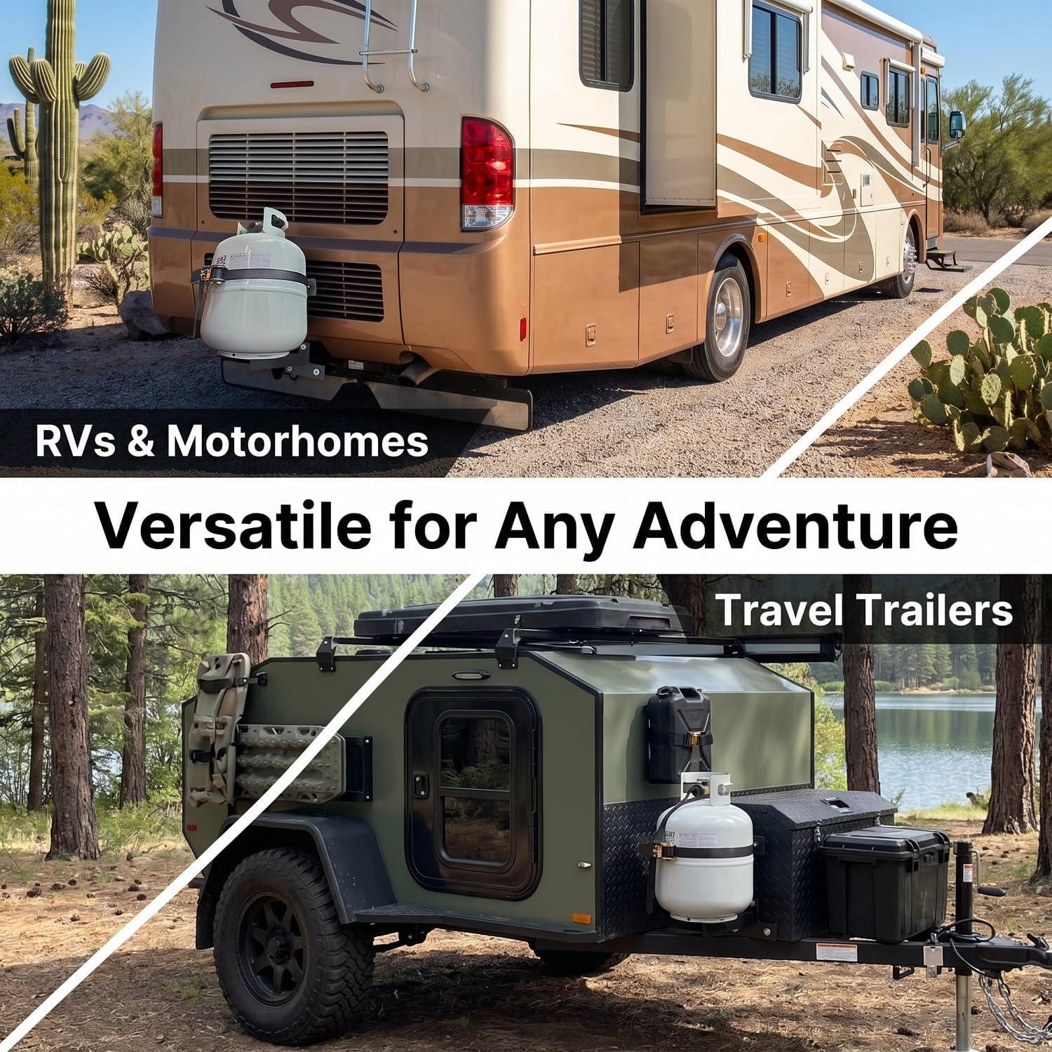 Propane Tank Holder, RV Propane Tank Storage,Exchange Propane Gas Cylinder Support for Campervans and Travel Trailers Suitable for Standard 5-30 Pound Propane Tank Stand (Black1-1)