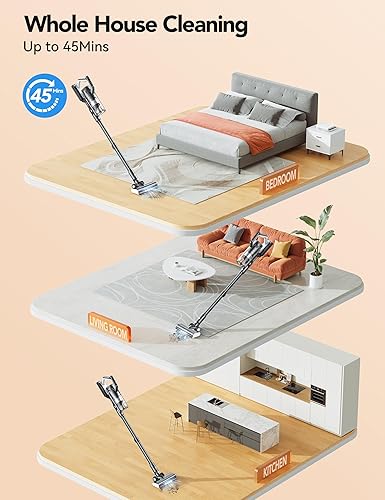 Miniatura 2 de Aspiradora inalámbrica recargable, potente aspiradora de 23000 pa para el hogar con taza de polvo XL, faros LED, tiempo de funcionamiento de 45