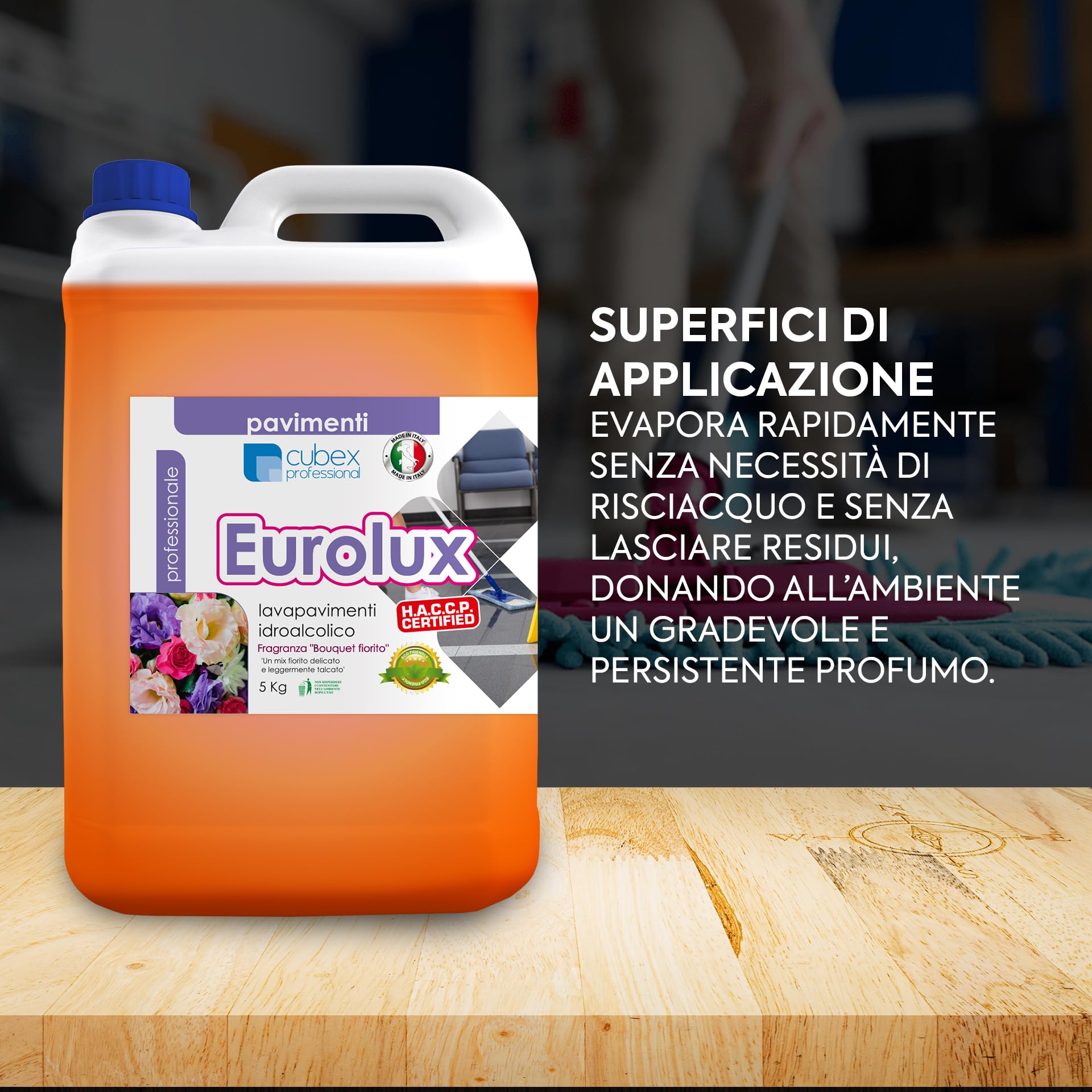 Cubex Professional - Detergente concentrado a base de alcohol para suelos de mármol Eurolux 4 x 5 kg