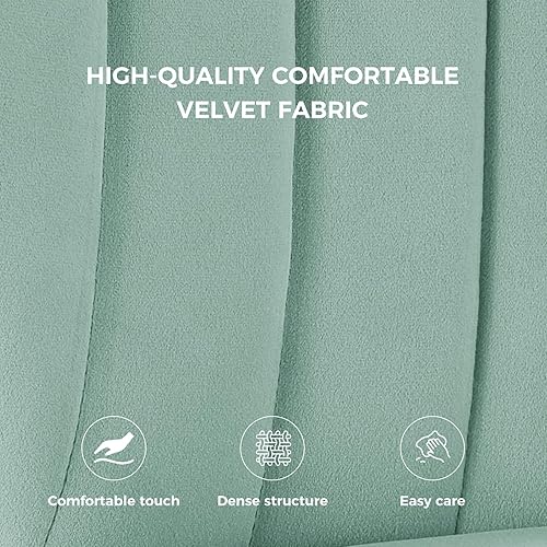 Miniatura 139 de HULALA HOME Silla de comedor de terciopelo, moderna silla de tocador pequeña con respaldo de patas de metal, elegante silla de acento copetuda sin