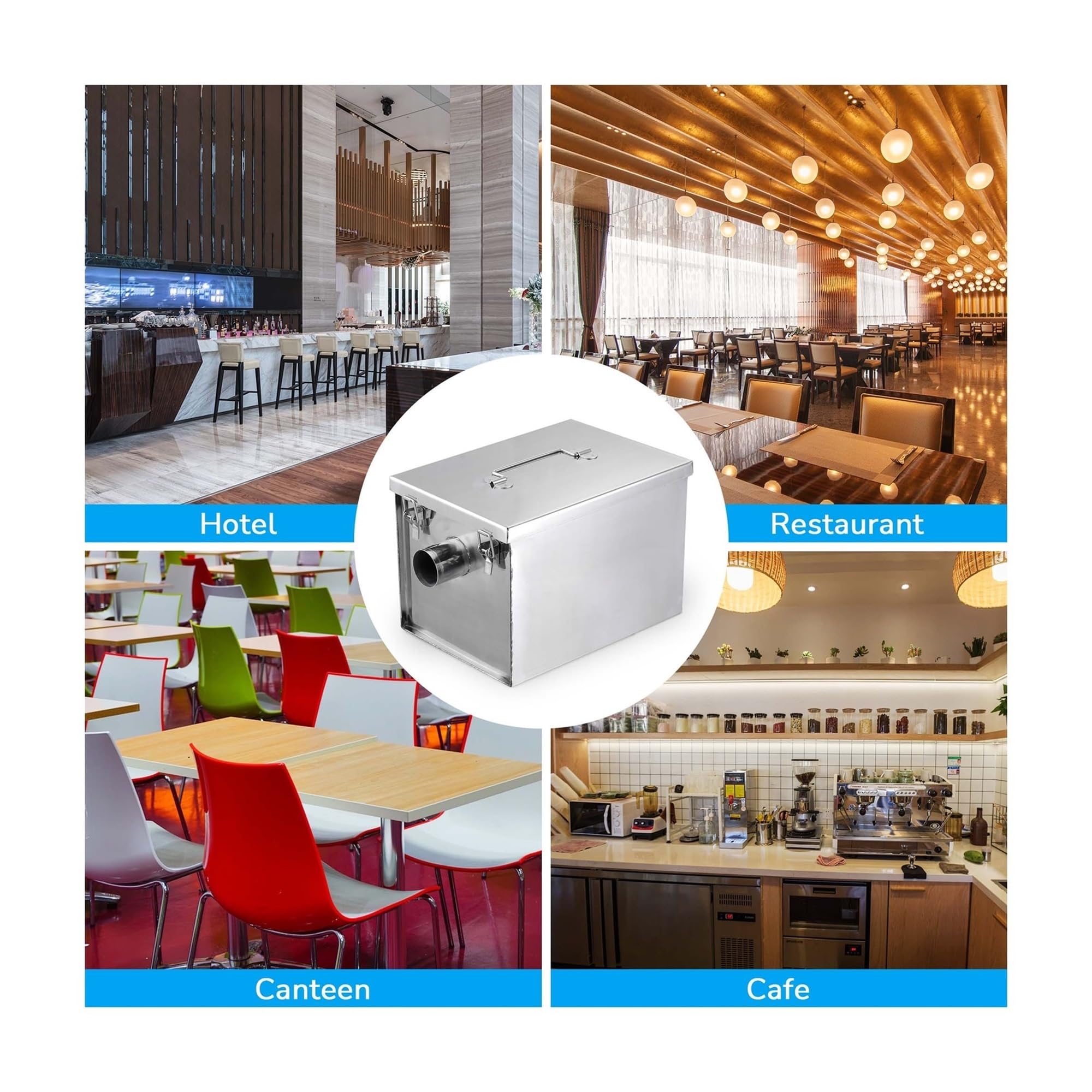 Trappola per Grassi, intercettatore di Grassi, 8 Lbs Commercial Grease Trap Interceptor in Acciaio Inossidabile 5GPM Restaurant Cafe per ristoranti, cucine domestiche