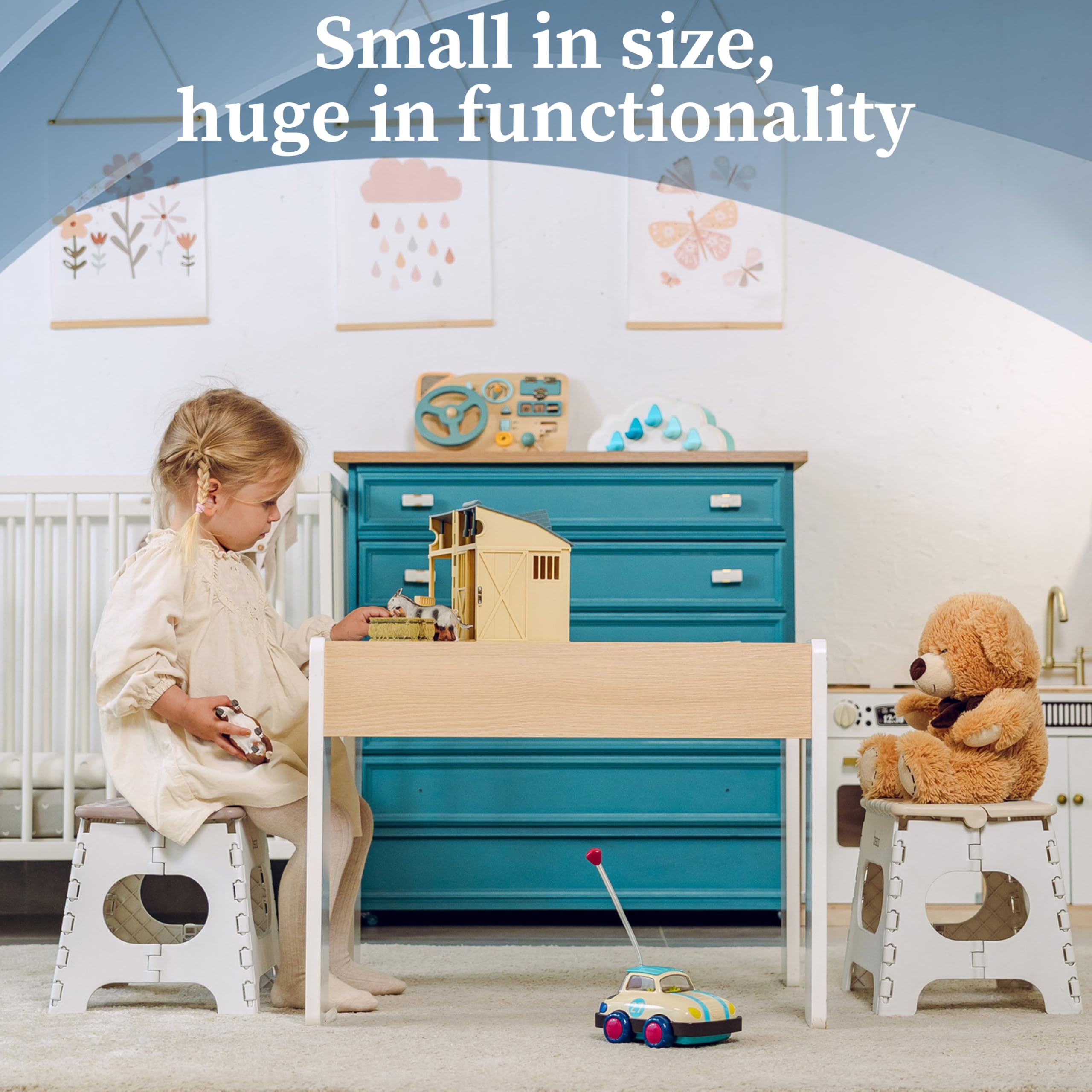 BISOO Sgabello Pieghevole Bambini Bagno Cucina Portatile Plastica 150kg Altezza 27 cm Moka