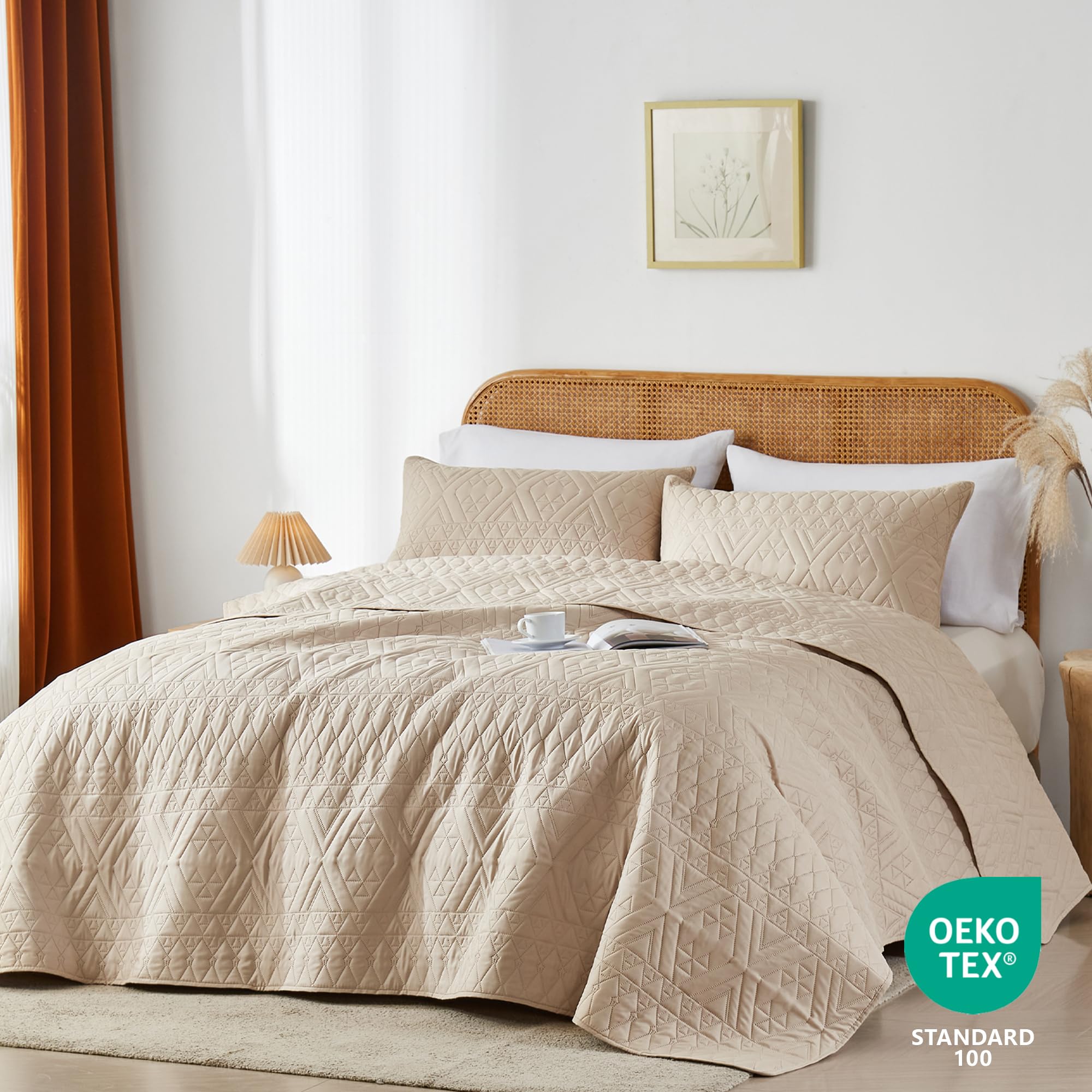 Akkialla Set Trapunta King Size Grigio Chiaro – 3 Pezzi, Microfibra Ultramorbida Con Motivo A Monete