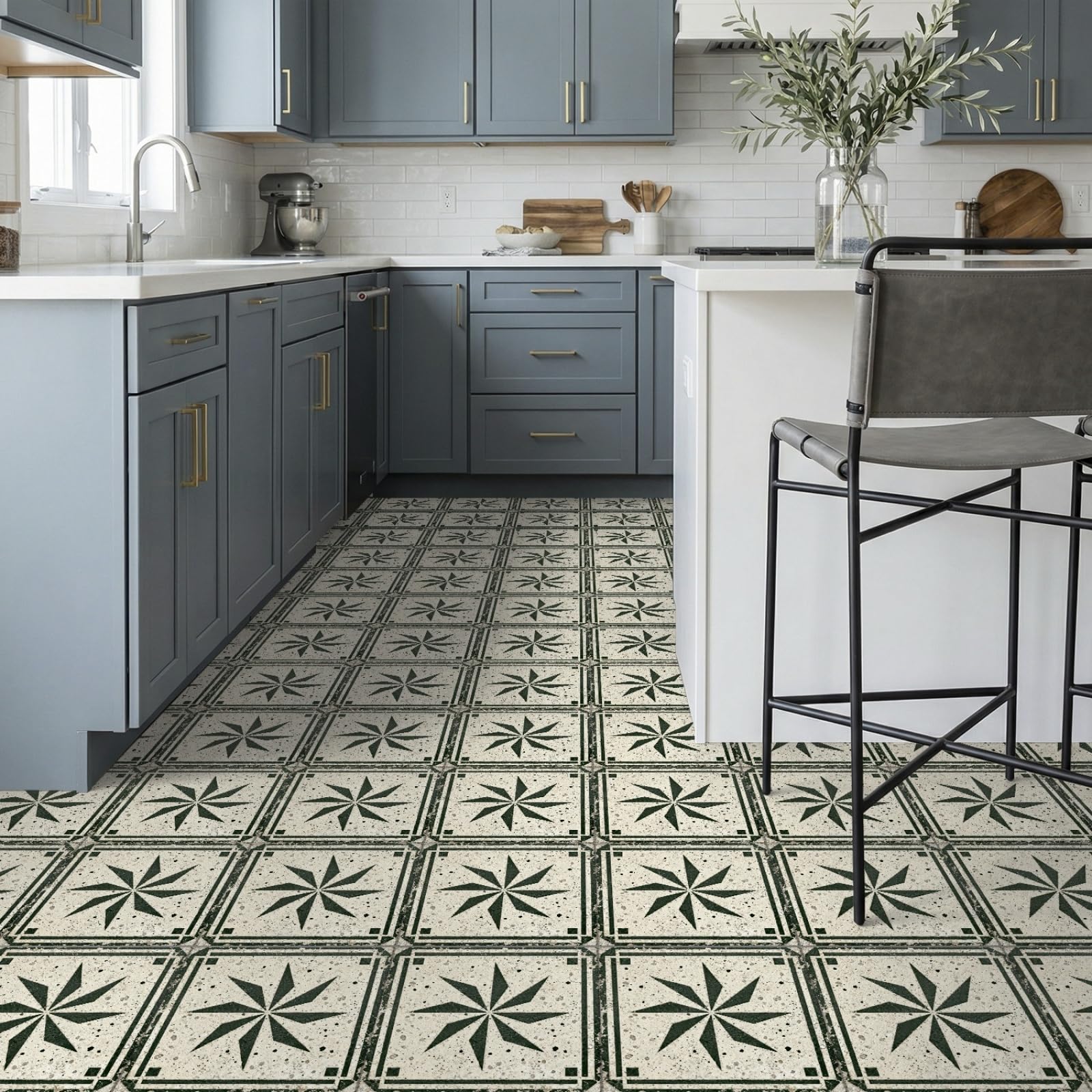 Naklejki na płytki czarne zielone geometryczne naklejki na płytki kuchenne wodoodporne naklejki winylowe samoprzylepne łazienka backsplash dekoracyjne pokrowce 30 x 30 cm/10 szt